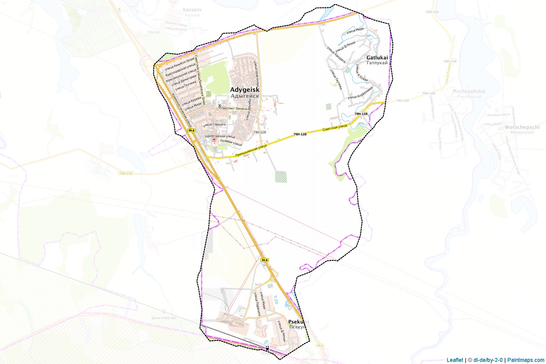 Muestras de recorte de mapas Adygejsk (Adygea)-1