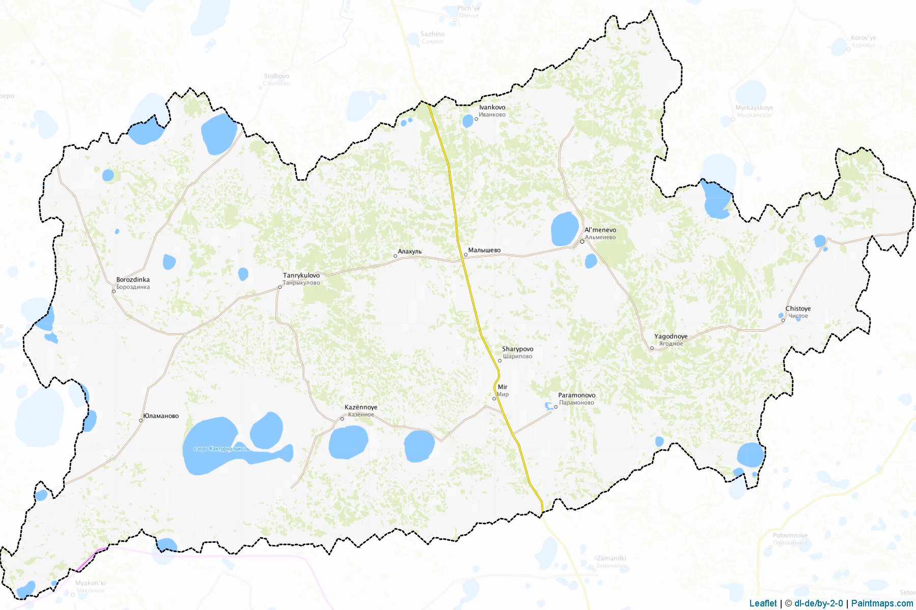 Muestras de recorte de mapas Al'menevskiy (Kurgan)-1