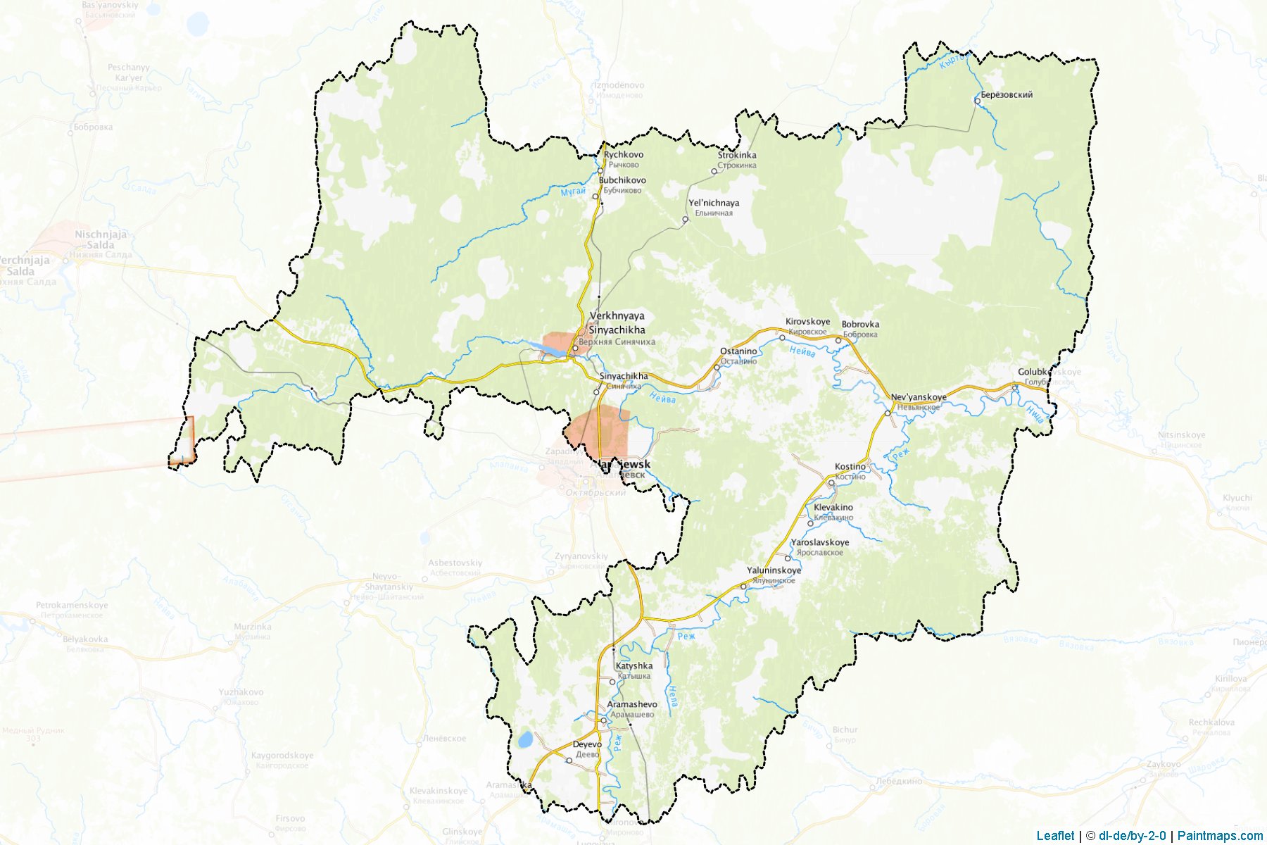 Muestras de recorte de mapas Alapaevskoe Municipal'noe Obrazovanie (Sverdlovsk)-1