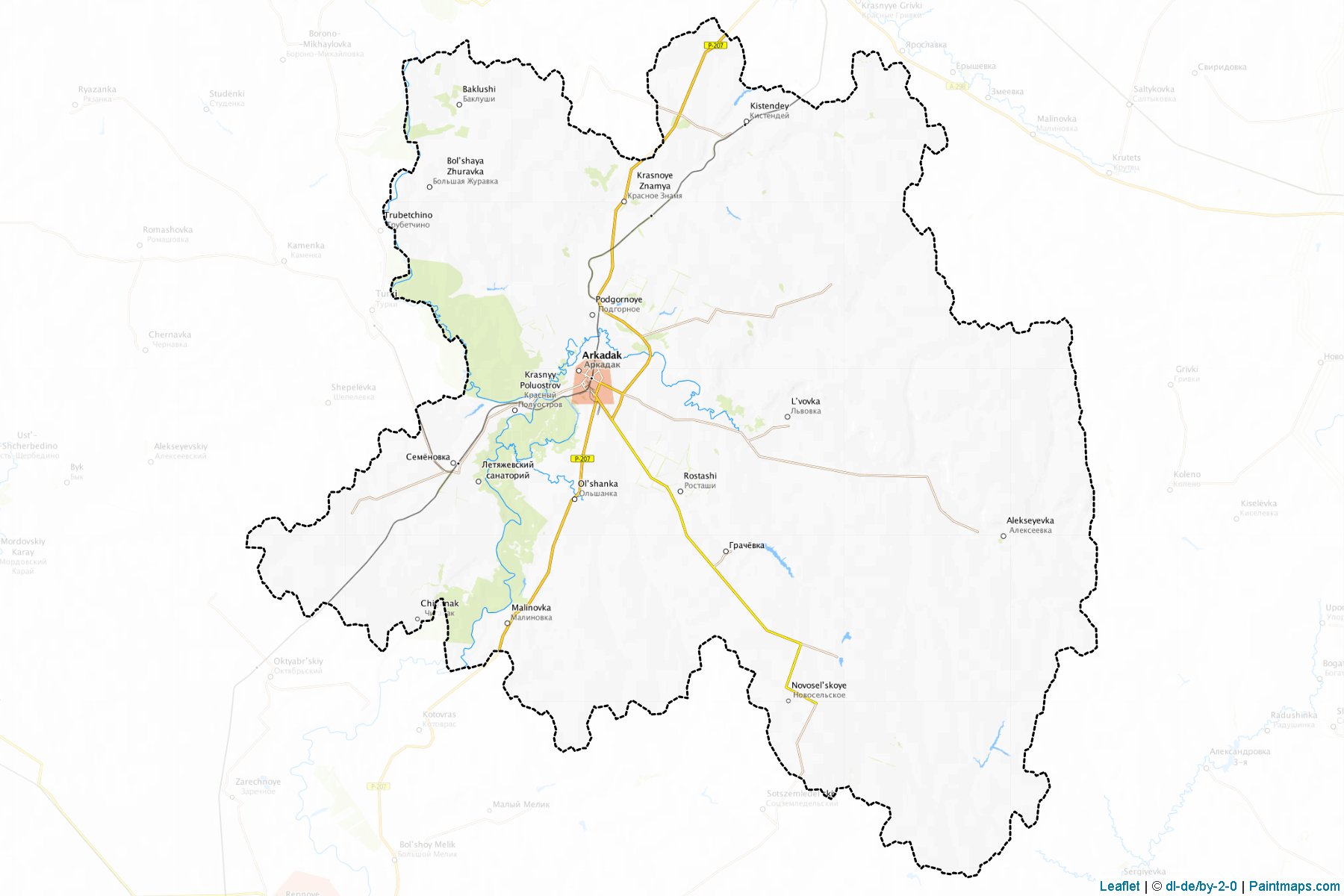 Muestras de recorte de mapas Arkadakskiy (Saratov)-1