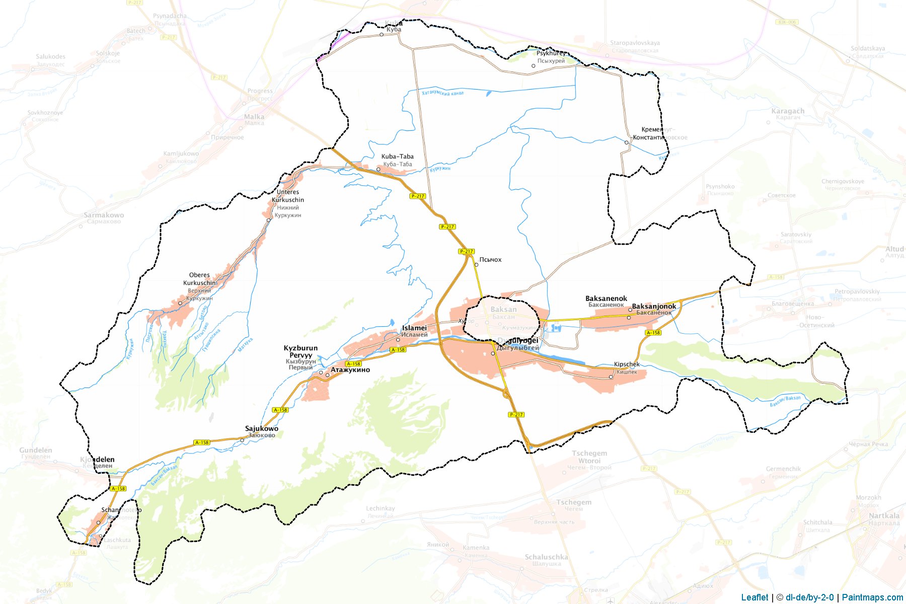 Muestras de recorte de mapas Baksanskiy (Kabardino-Balkar)-1