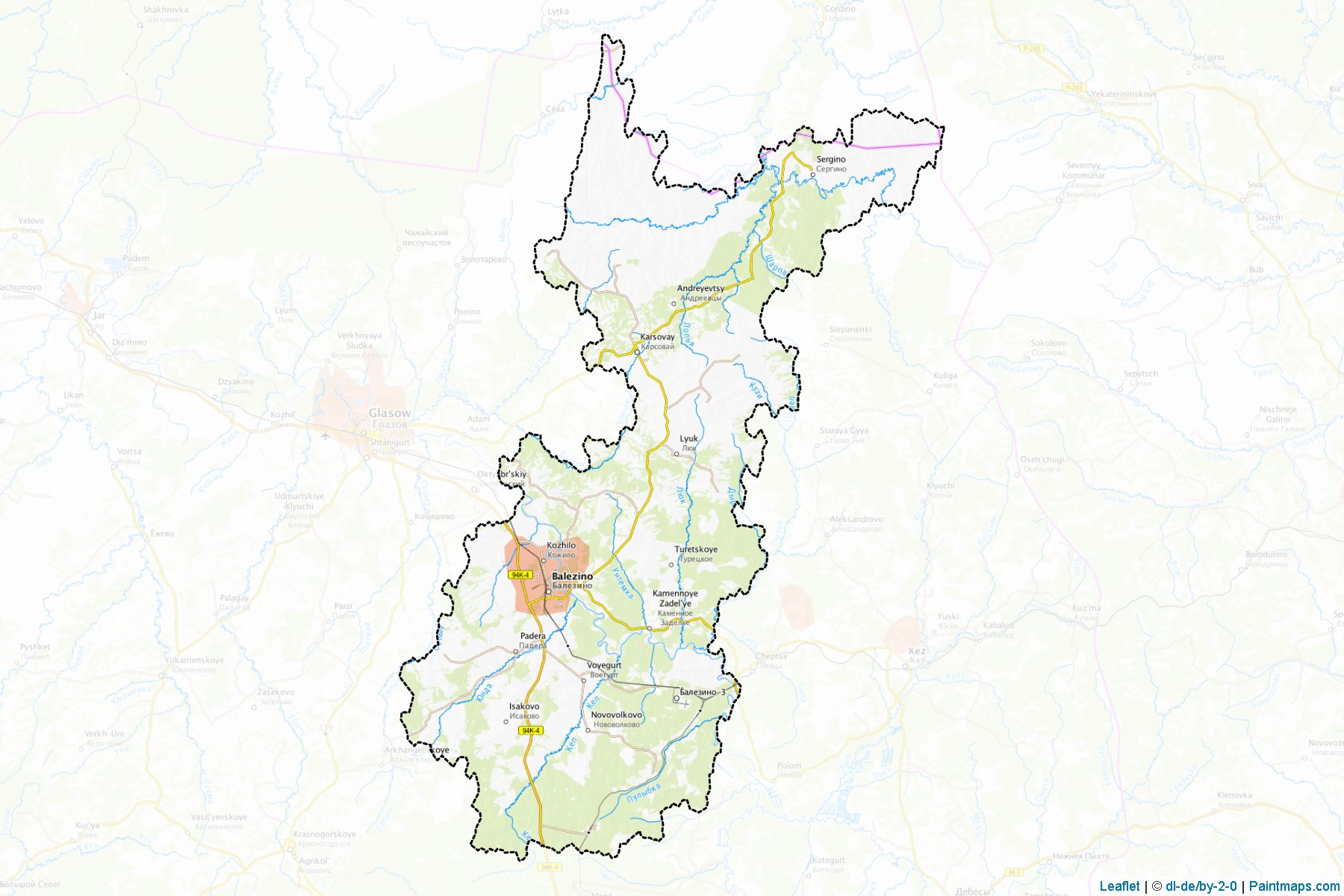 Muestras de recorte de mapas Balezinskiy (Udmurt)-1