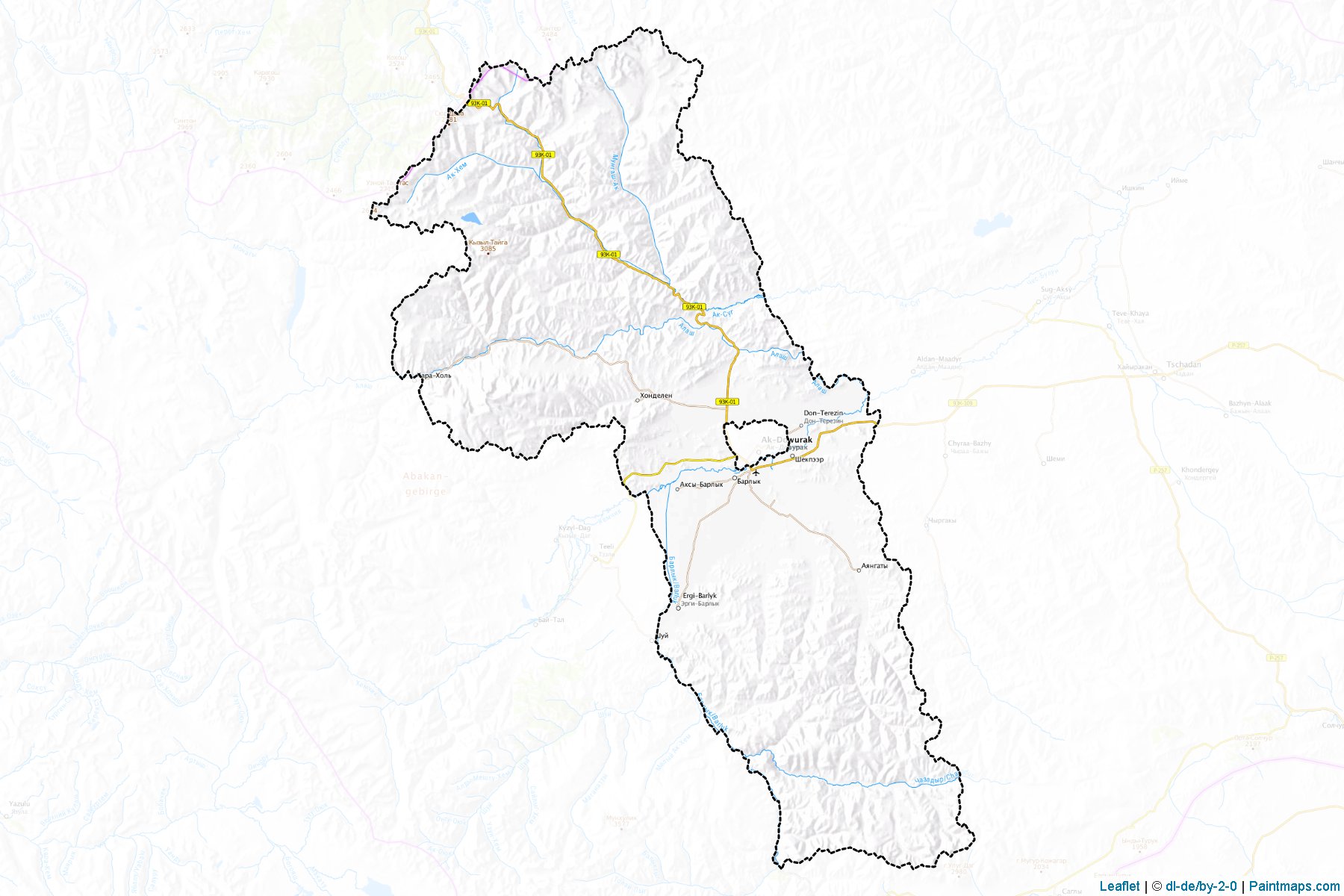 Muestras de recorte de mapas Barun-KHemchikskiy (Tuva)-1