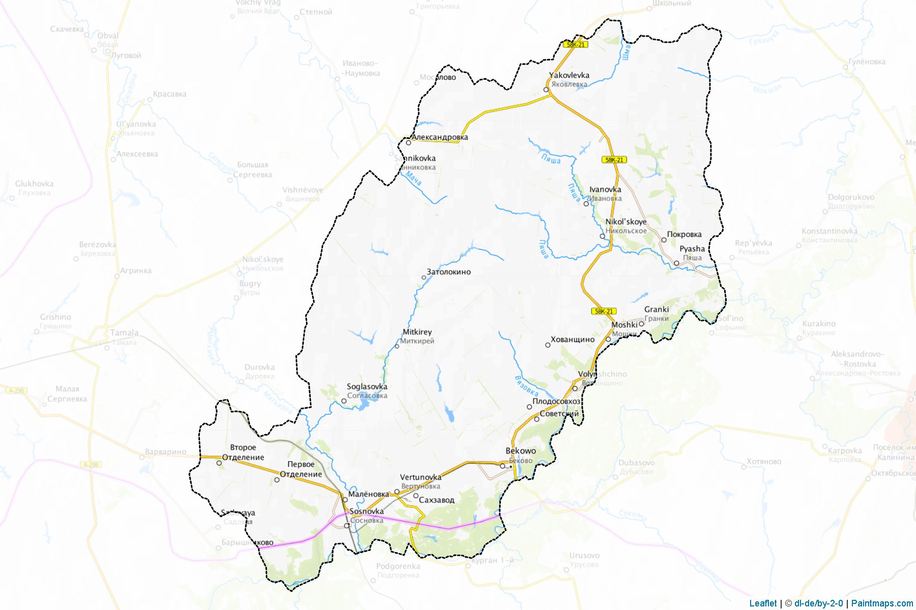 Muestras de recorte de mapas Bekovskiy (Penza)-1