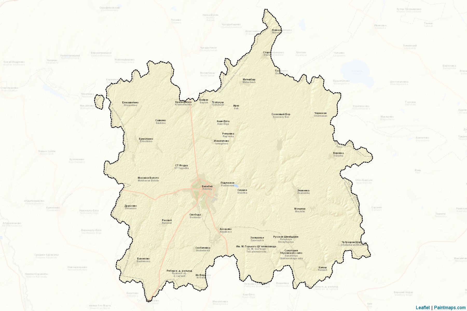 Muestras de recorte de mapas Belebeevskiy (Bashkortostan)-2