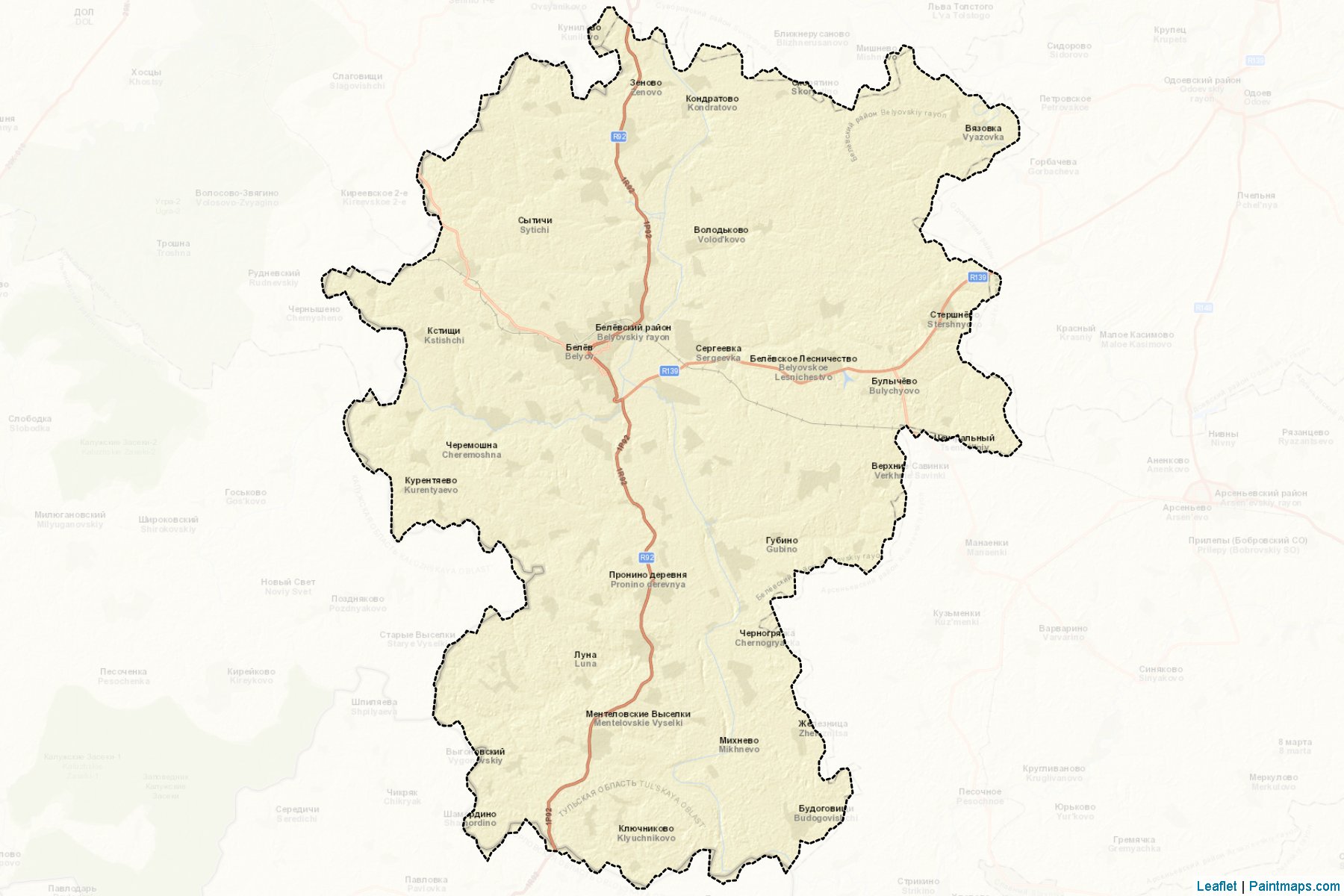 Muestras de recorte de mapas Belevskiy (Tula)-2