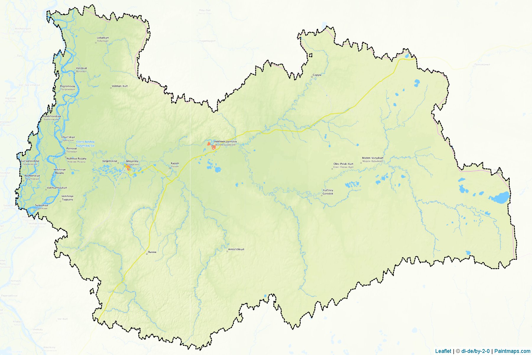 Muestras de recorte de mapas Belojarskiy (Khanty-Mansi)-1