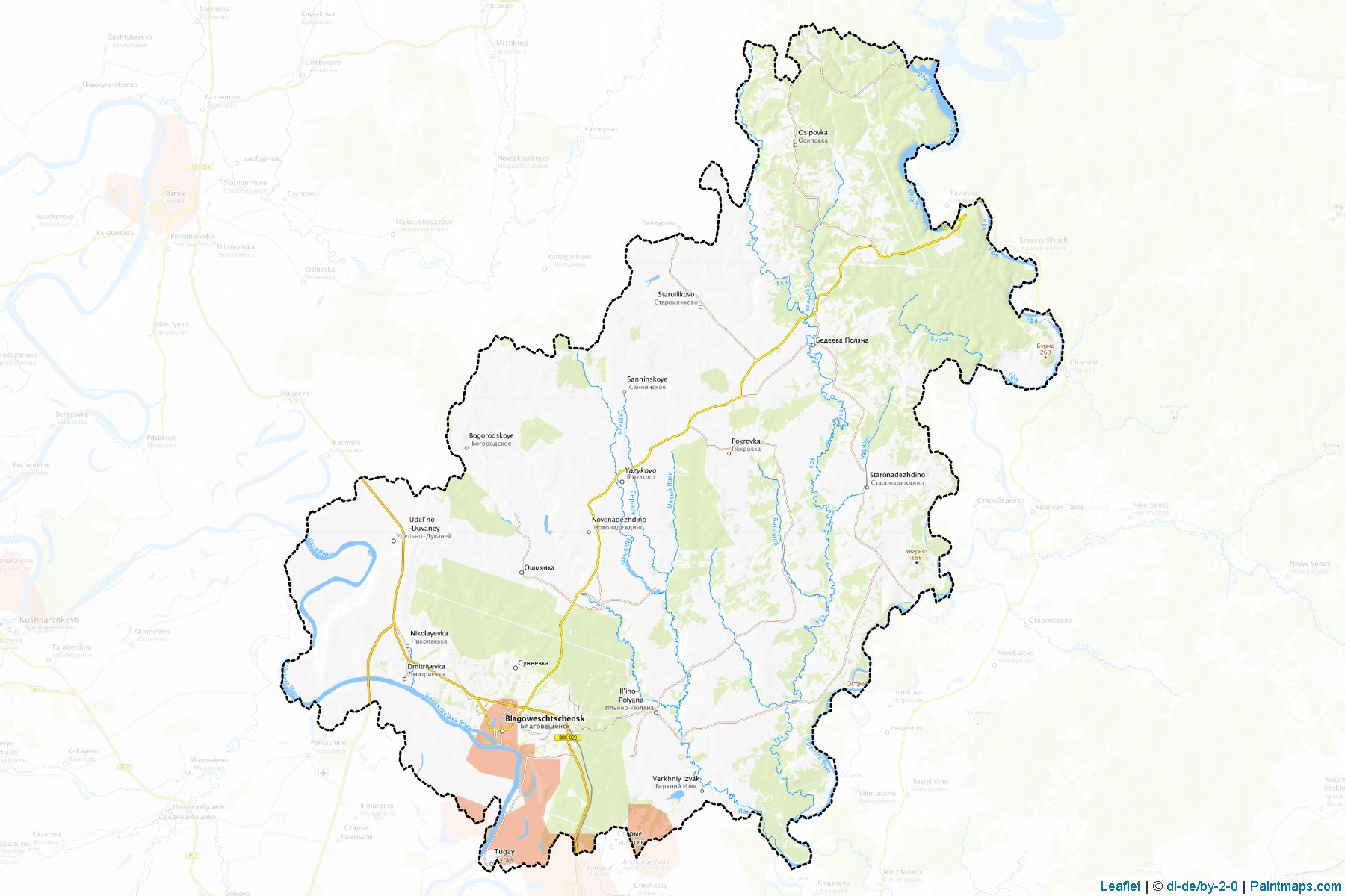 Muestras de recorte de mapas Blagoveshhenskiy (Bashkortostan)-1