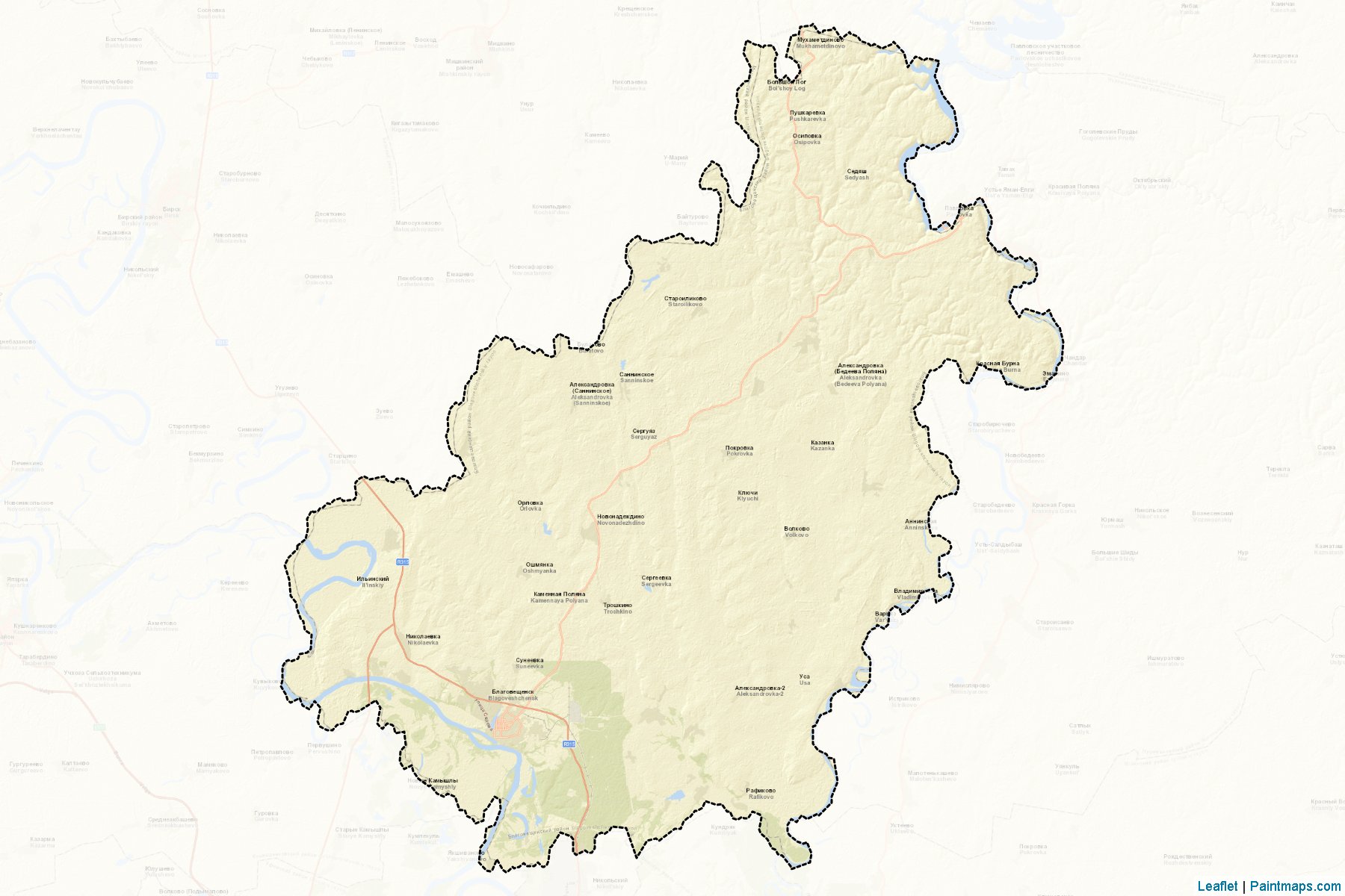 Muestras de recorte de mapas Blagoveshhenskiy (Bashkortostan)-2