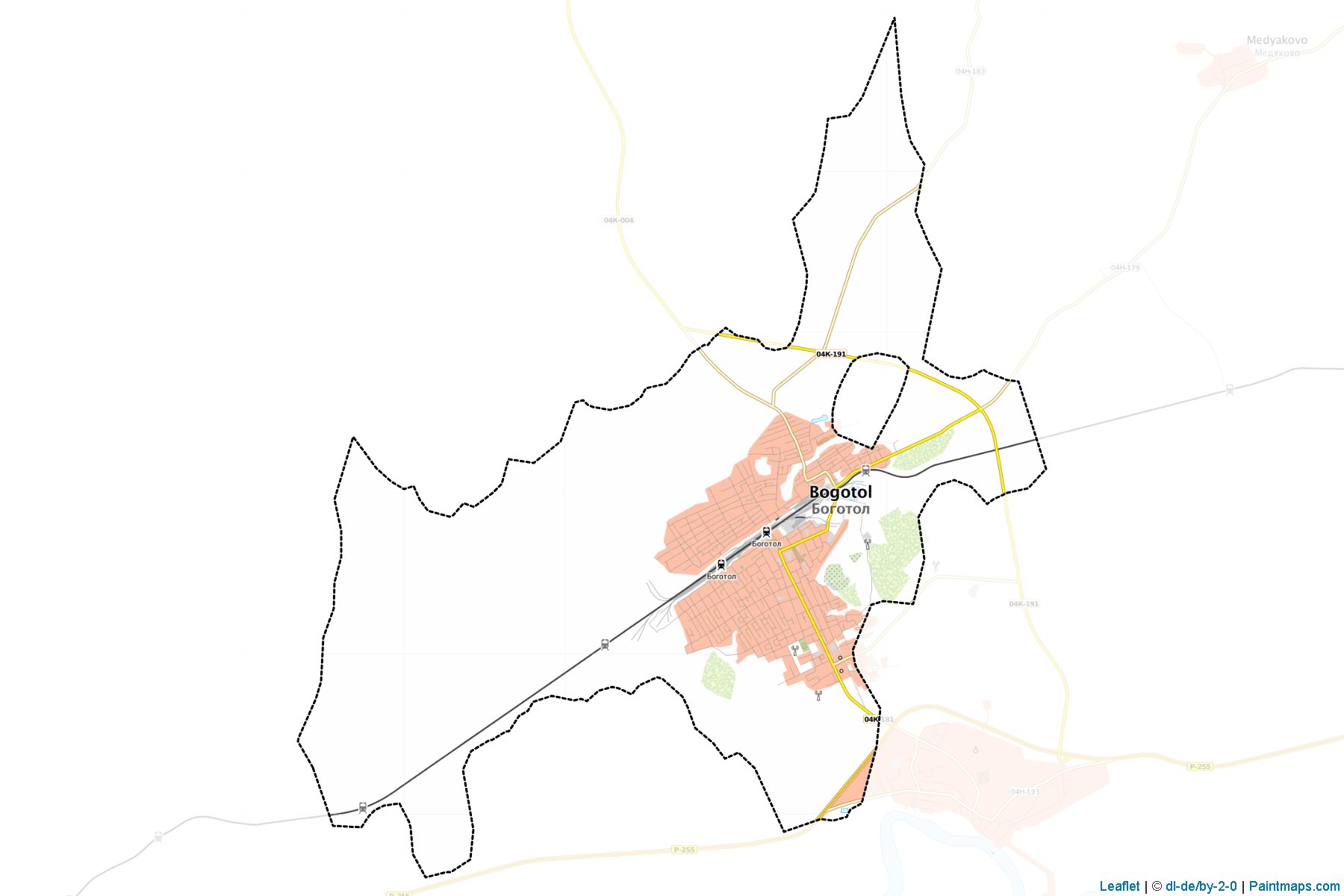 Muestras de recorte de mapas Bogotol (Krasnoyarsk)-1