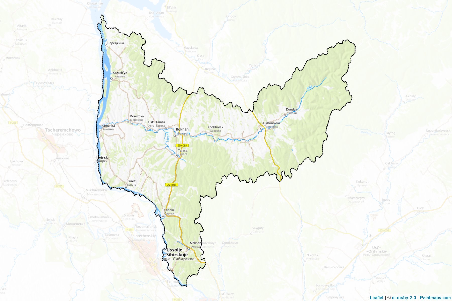 Muestras de recorte de mapas Bokhanskiy (Irkutsk)-1