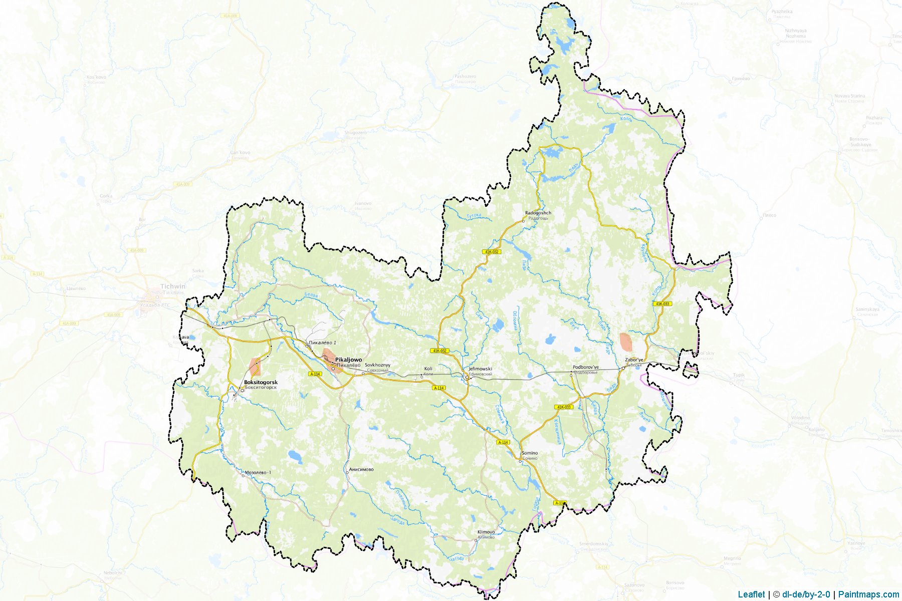 Muestras de recorte de mapas Boksitogorskiy (Leningrad)-1