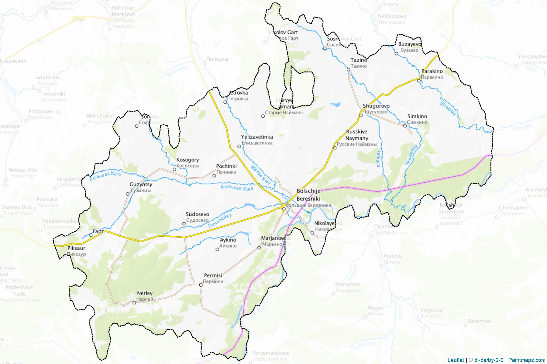 Muestras de recorte de mapas Bol'shebereznikovskiy (Mordovia)-1