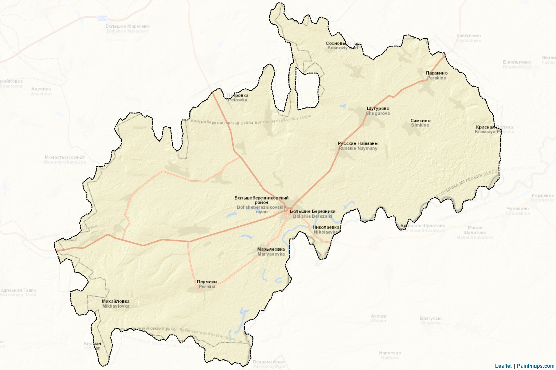 Muestras de recorte de mapas Bol'shebereznikovskiy (Mordovia)-2