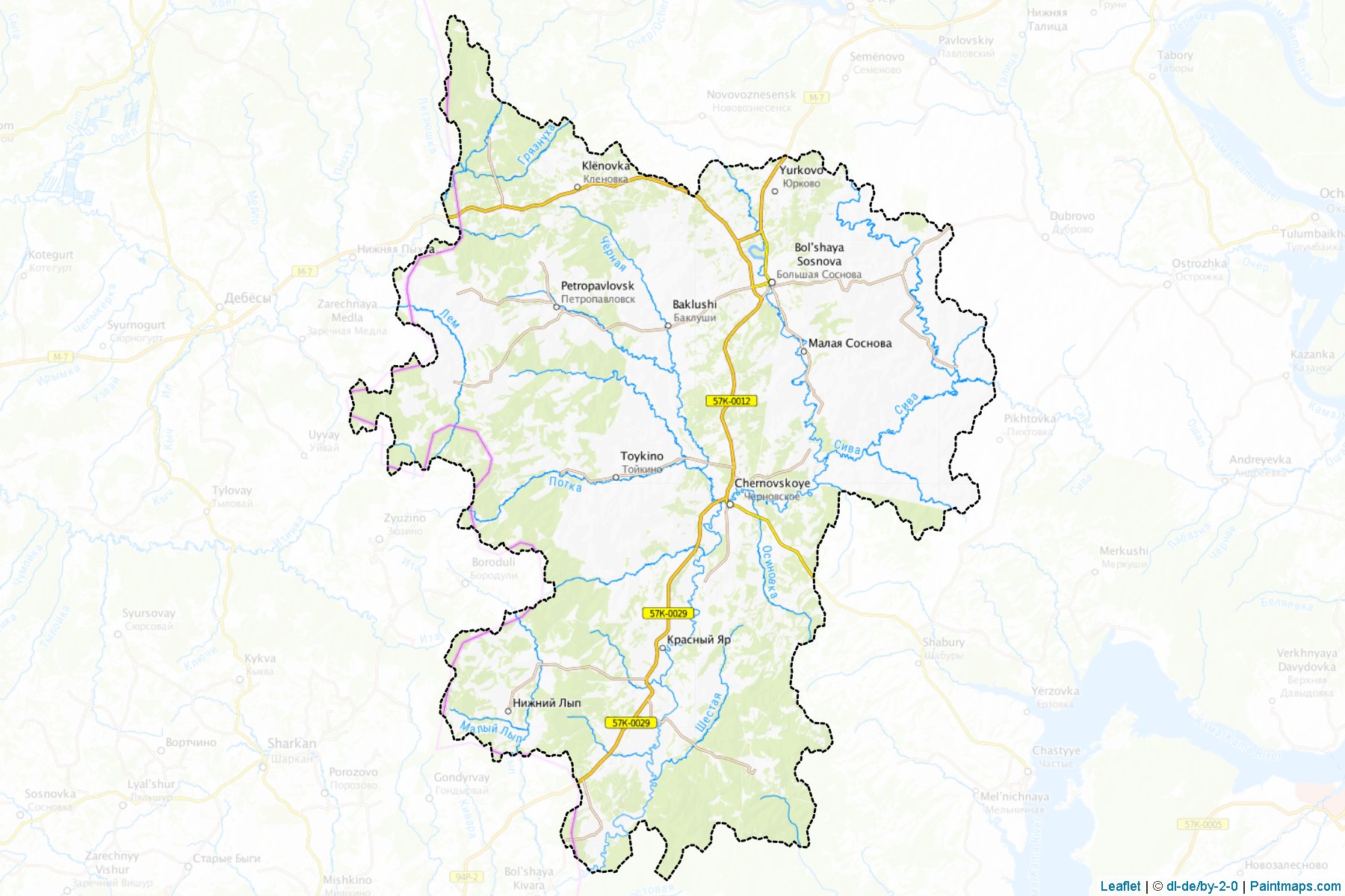 Muestras de recorte de mapas Bol'shesosnovskiy (Perm)-1