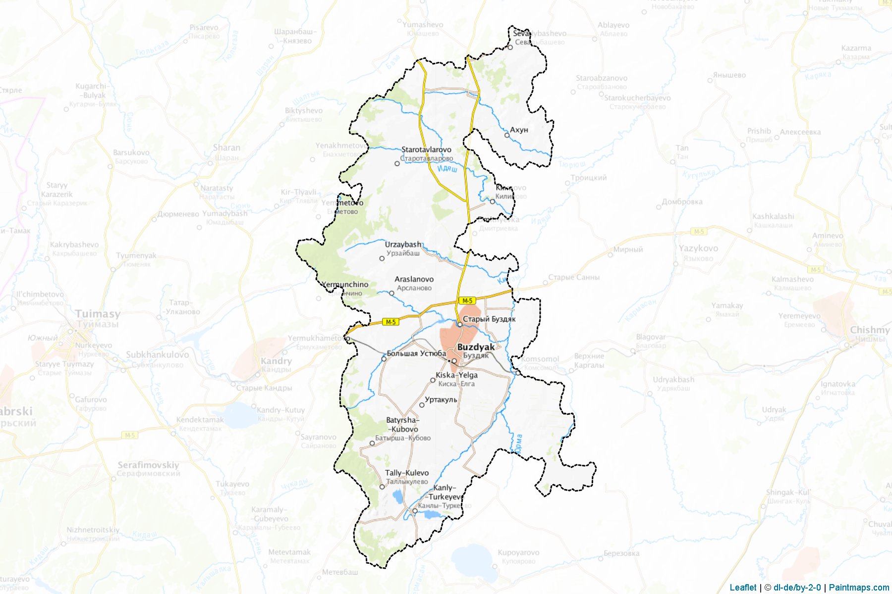 Muestras de recorte de mapas Buzdjakskiy (Bashkortostan)-1