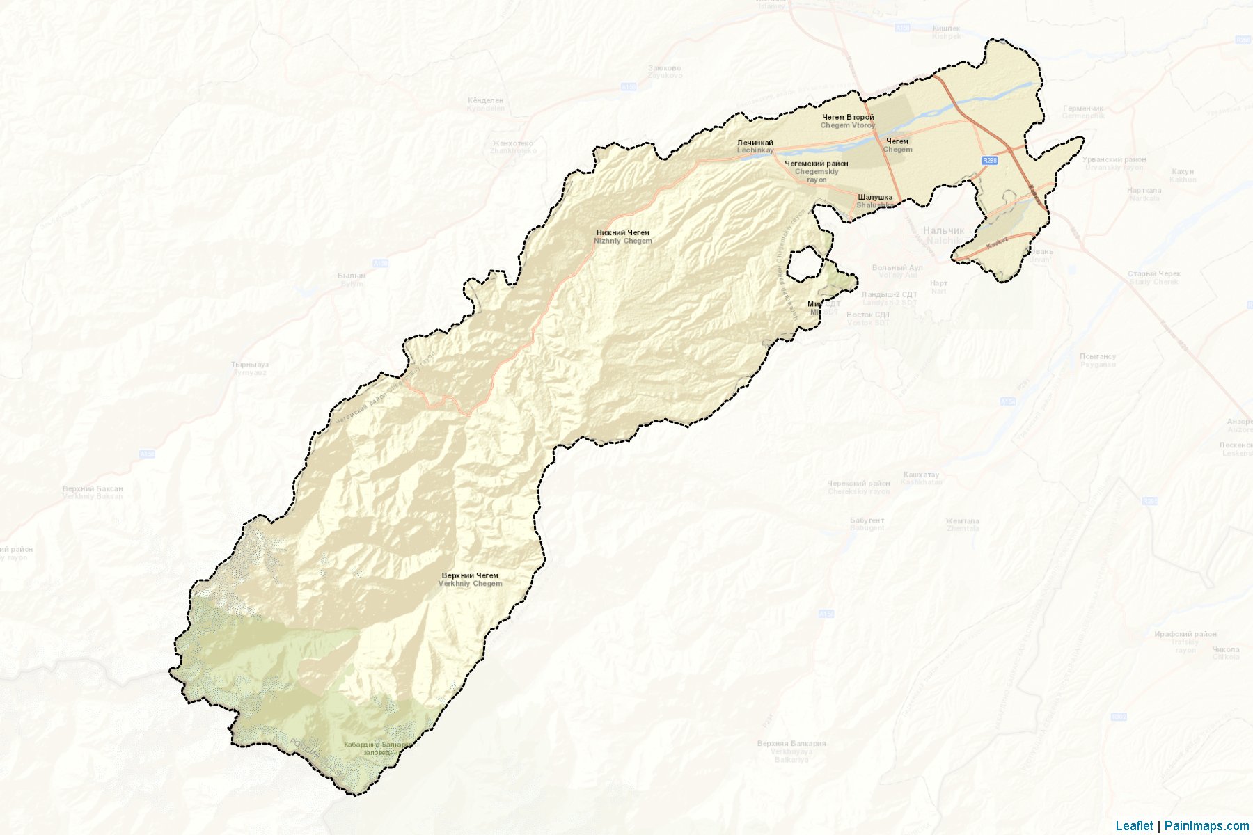 Muestras de recorte de mapas Chegemskiy (Kabardino-Balkar)-2