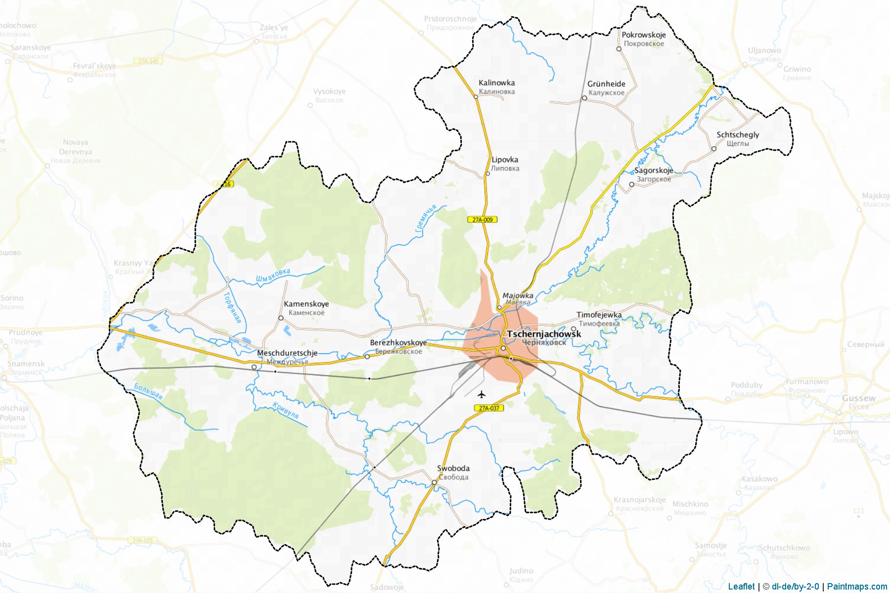 Muestras de recorte de mapas Chernjakhovskiy (Kaliningrad)-1