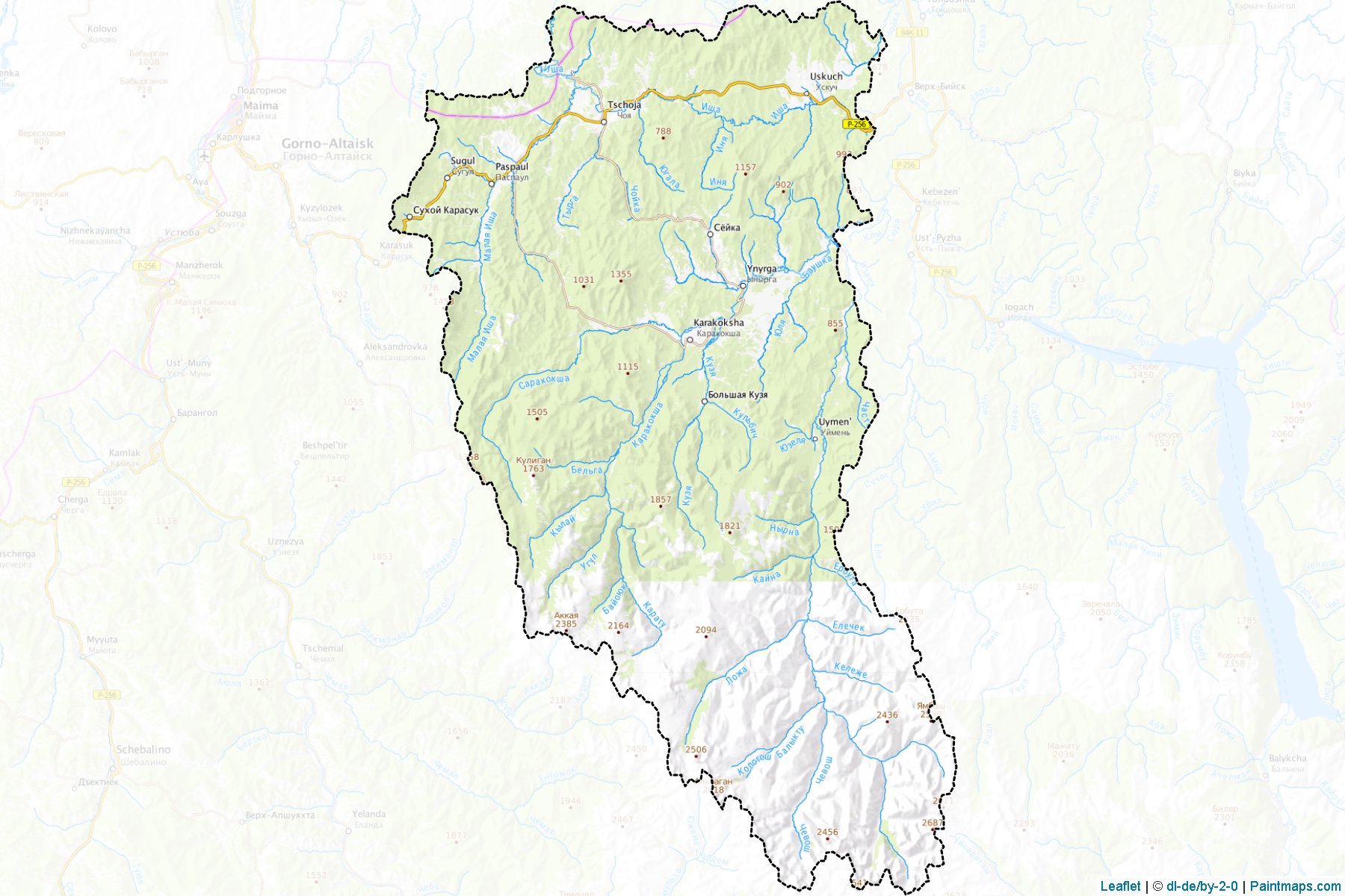 Muestras de recorte de mapas Chojskiy (Gorno-Altay)-1