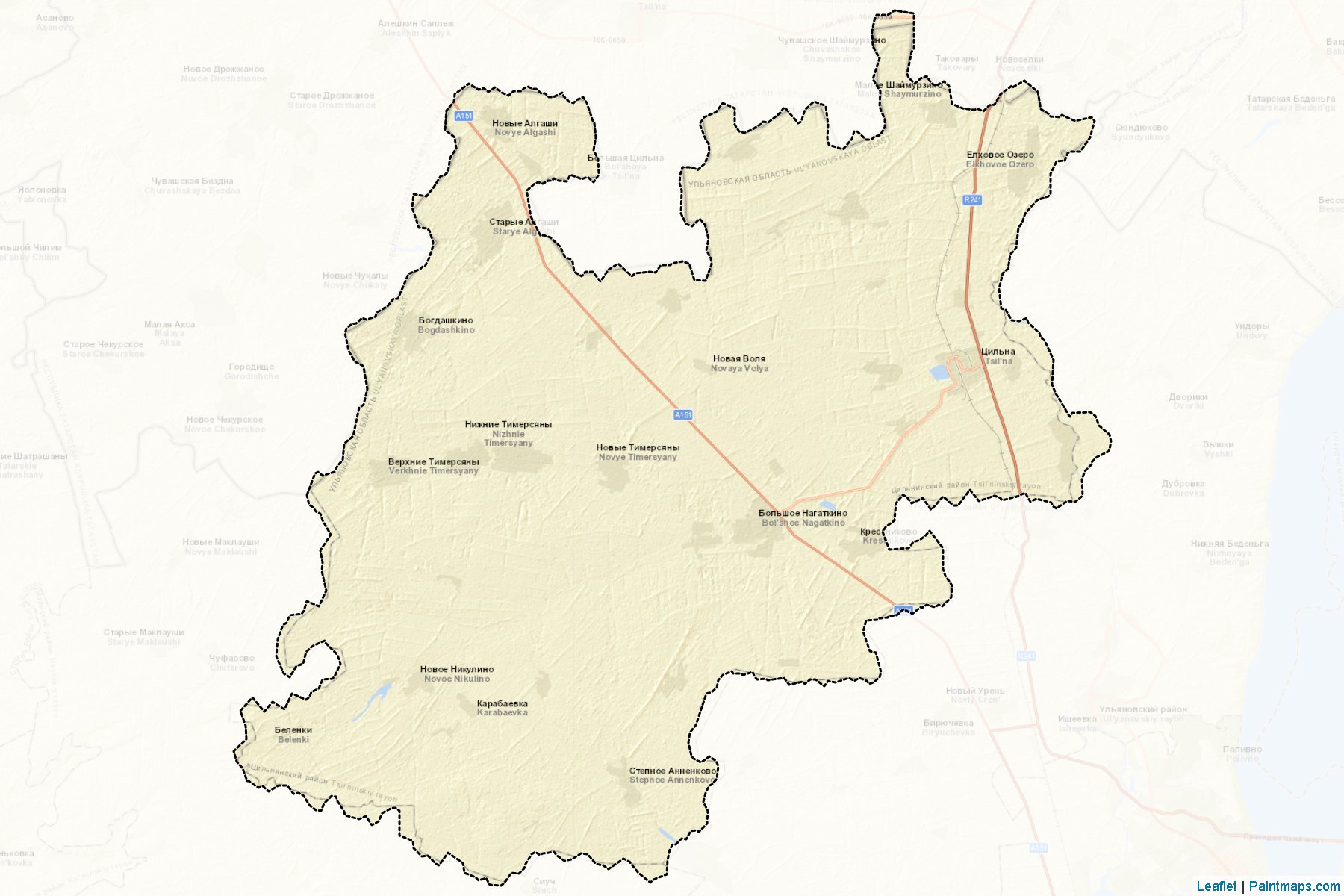 Muestras de recorte de mapas Cil'ninskiy (Ulyanovsk)-2