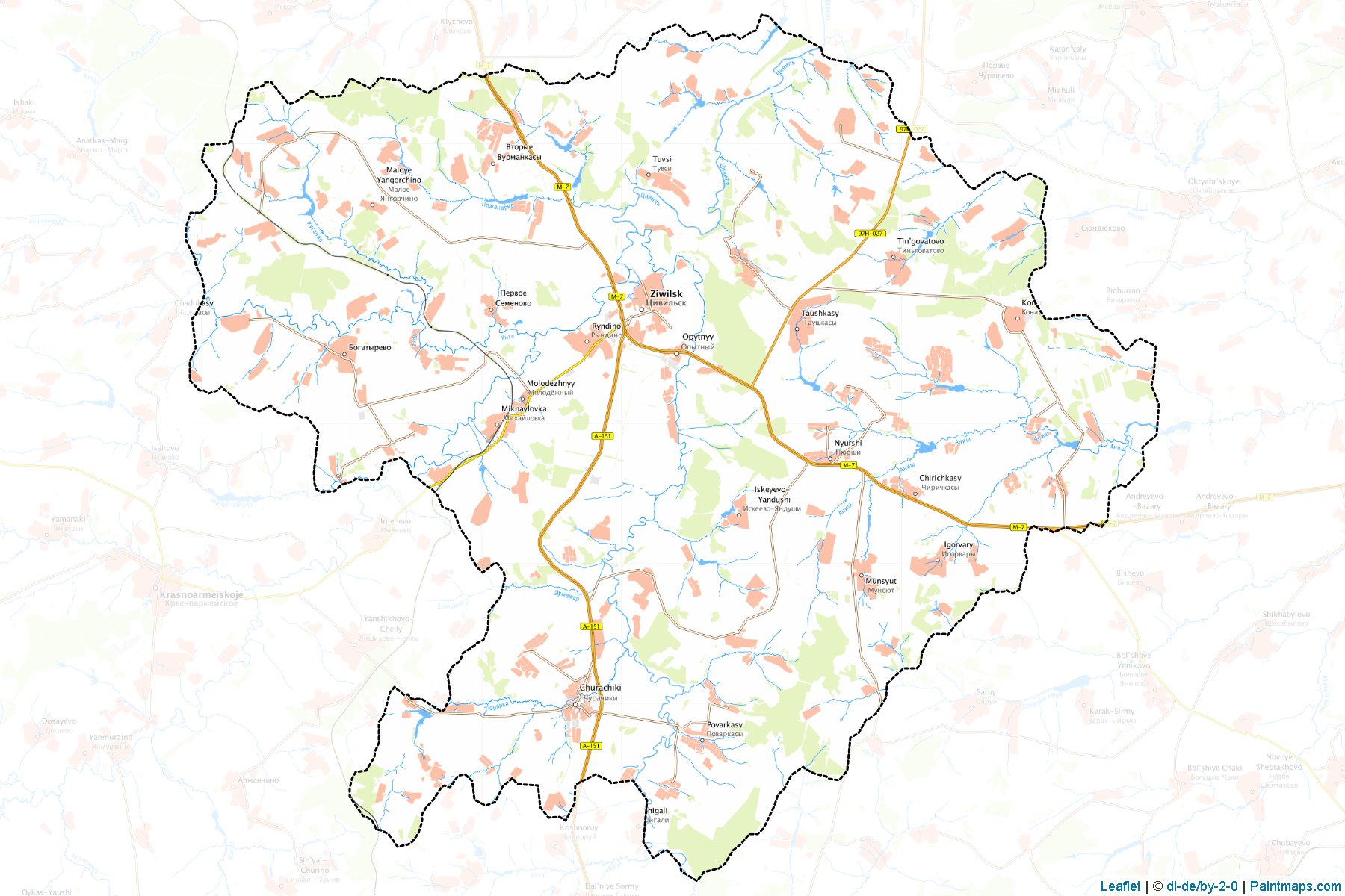 Muestras de recorte de mapas Civil'skiy (Chuvash)-1