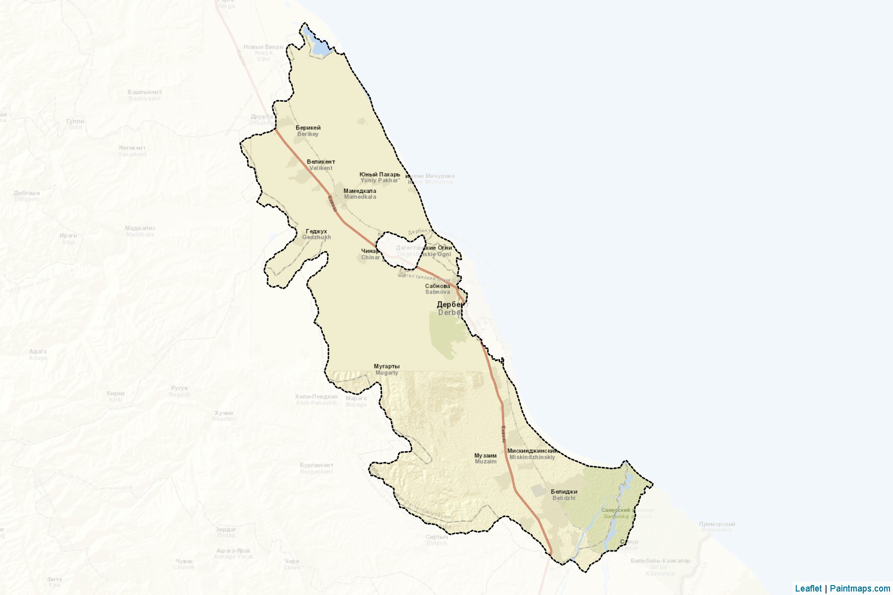 Muestras de recorte de mapas Derbentskiy (Dagestan)-2