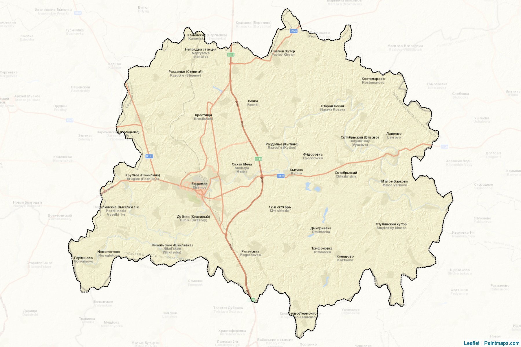 Muestras de recorte de mapas Efremovskiy (Tula)-2