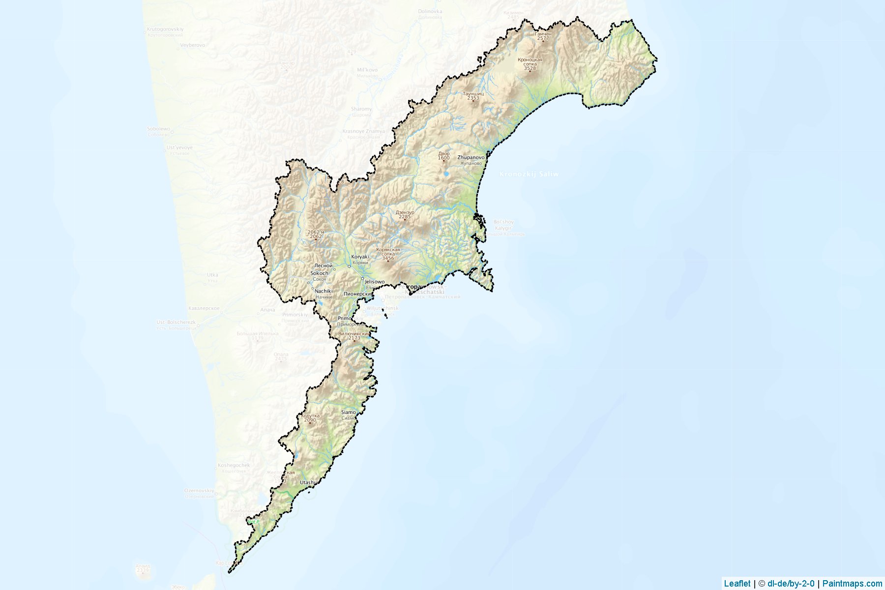 Muestras de recorte de mapas Elizovskiy (Kamchatka)-1