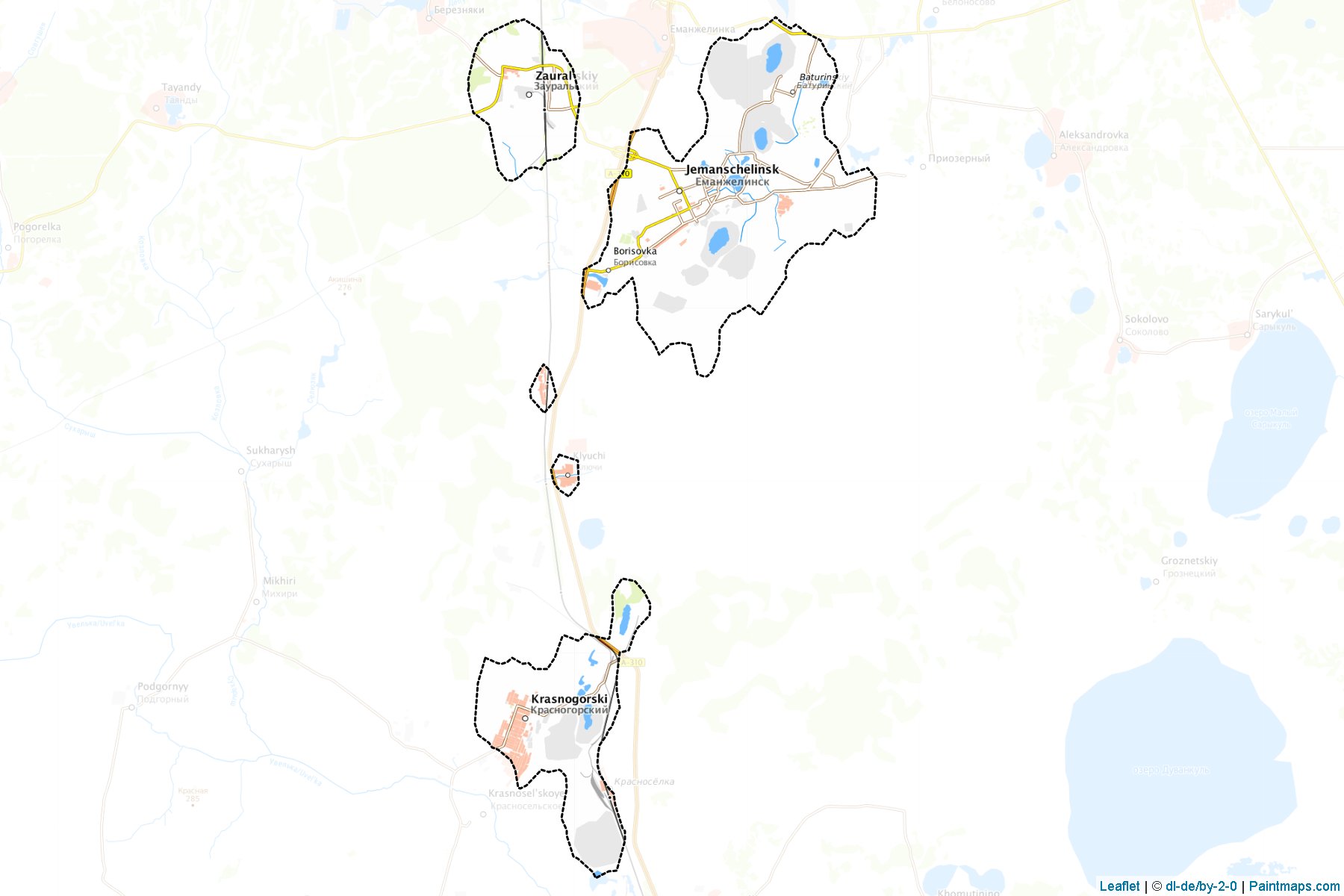 Muestras de recorte de mapas Emanzhelinskiy (Chelyabinsk)-1