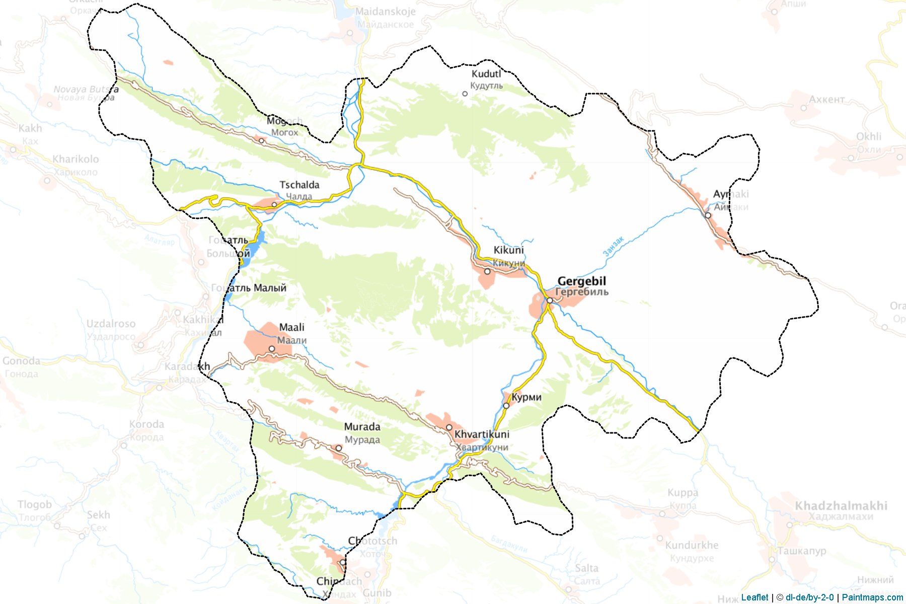 Muestras de recorte de mapas Gergebil'skiy (Dagestan)-1