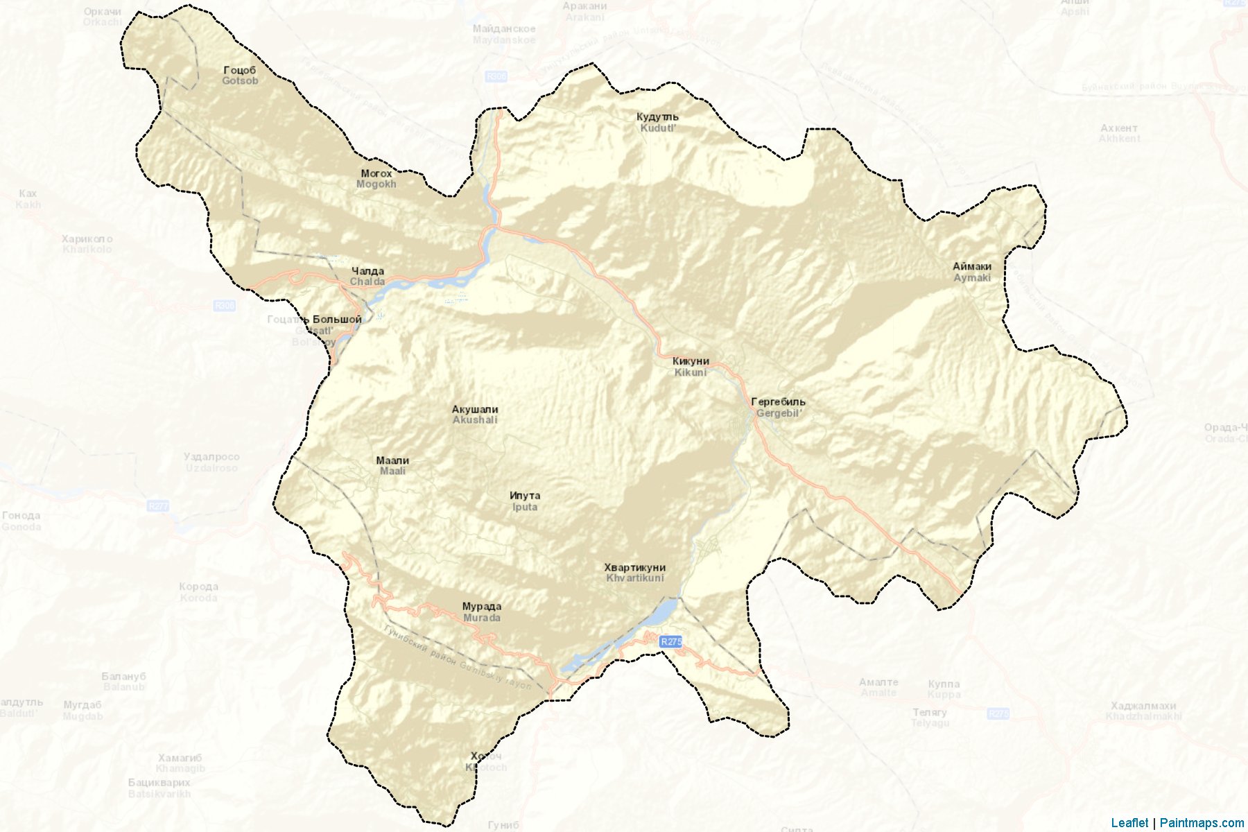 Muestras de recorte de mapas Gergebil'skiy (Dagestan)-2