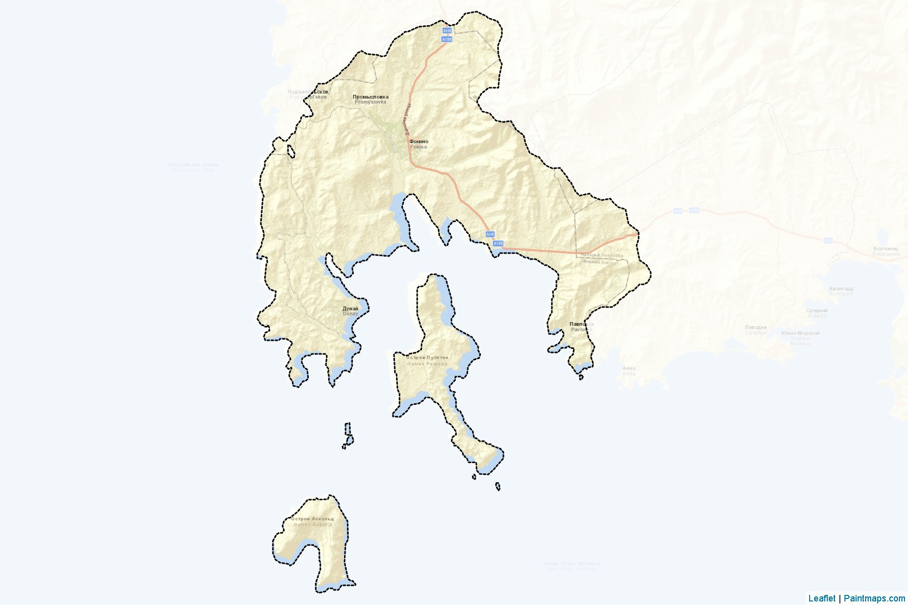 Muestras de recorte de mapas Fokino (ZATO) (Primorsky)-2