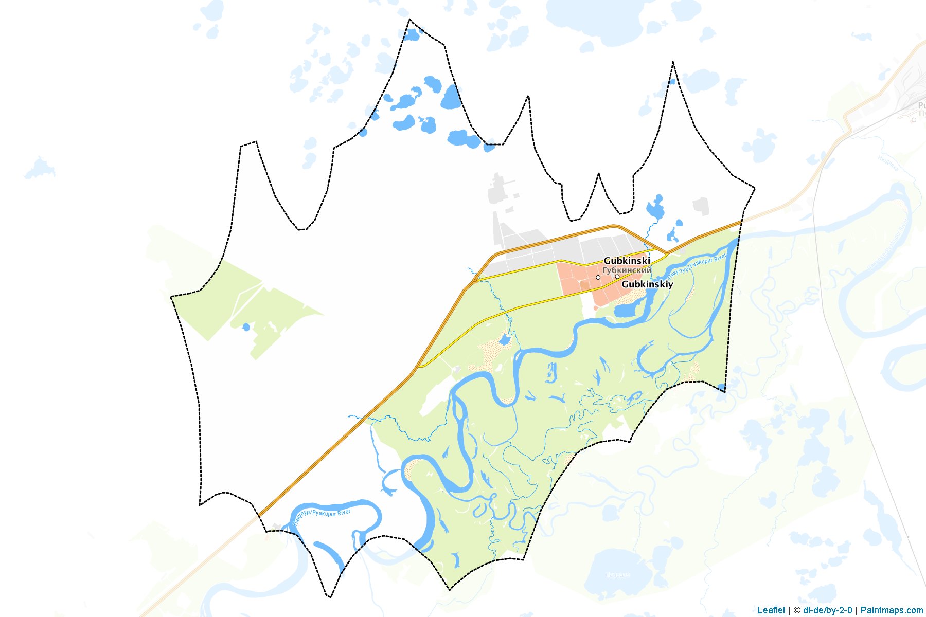 Muestras de recorte de mapas Gubkinskiy (Yamalo-Nenets)-1