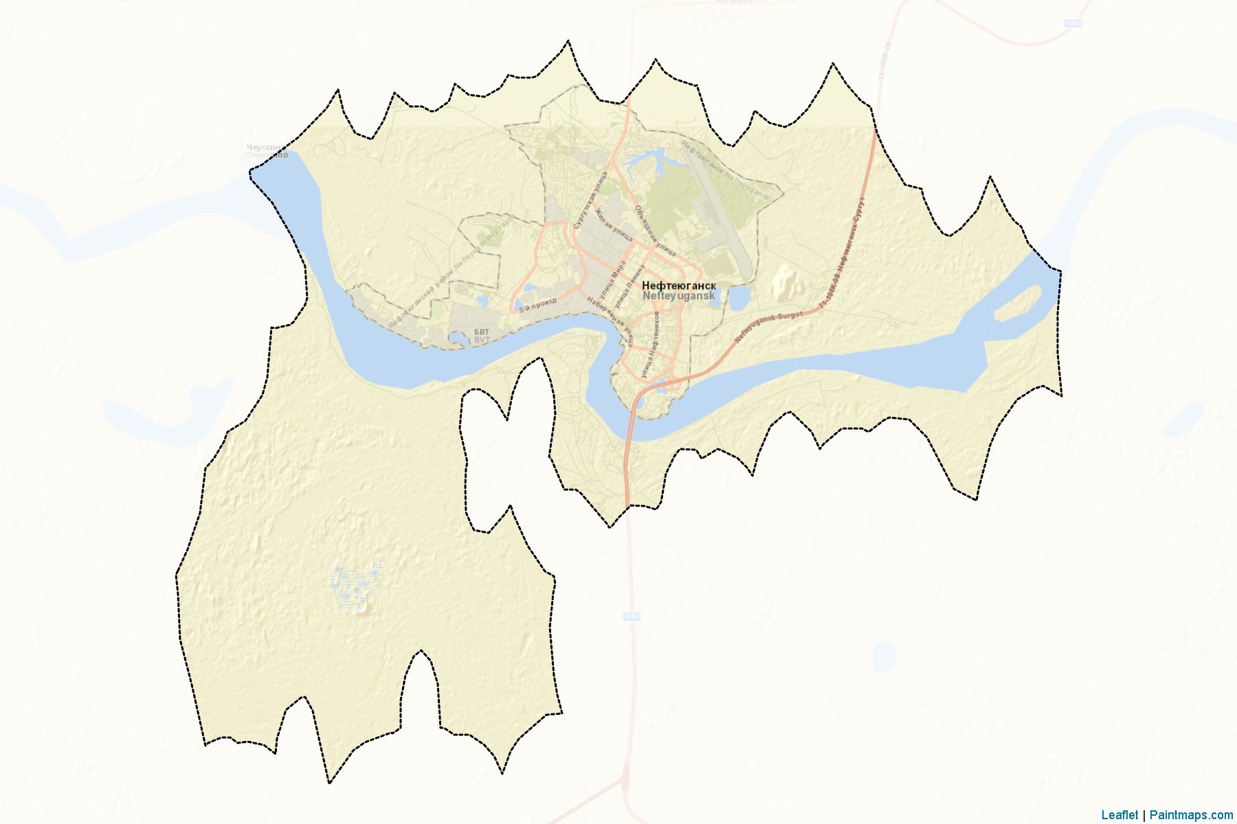 Muestras de recorte de mapas Neftejugansk (Khanty-Mansi)-2