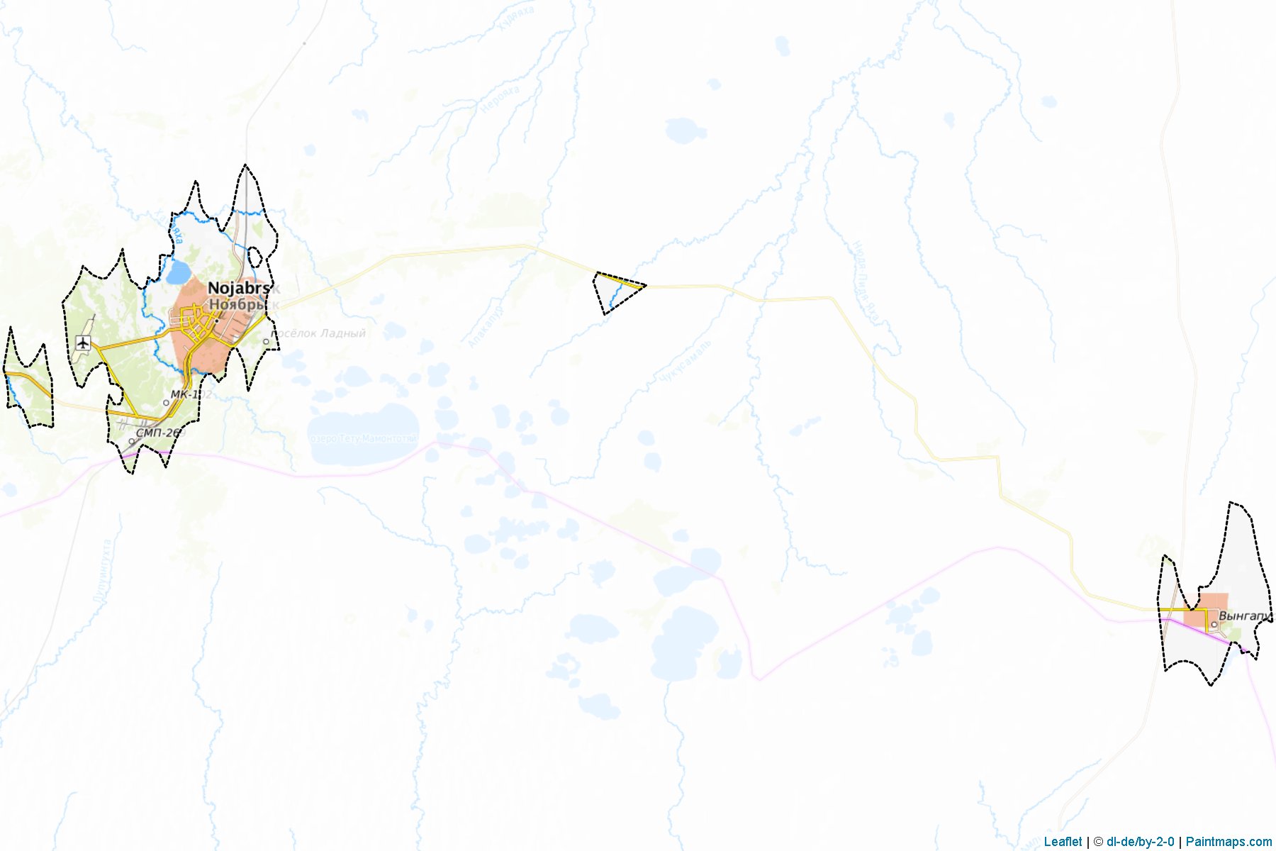 Muestras de recorte de mapas Nojabr'sk (Yamalo-Nenets)-1