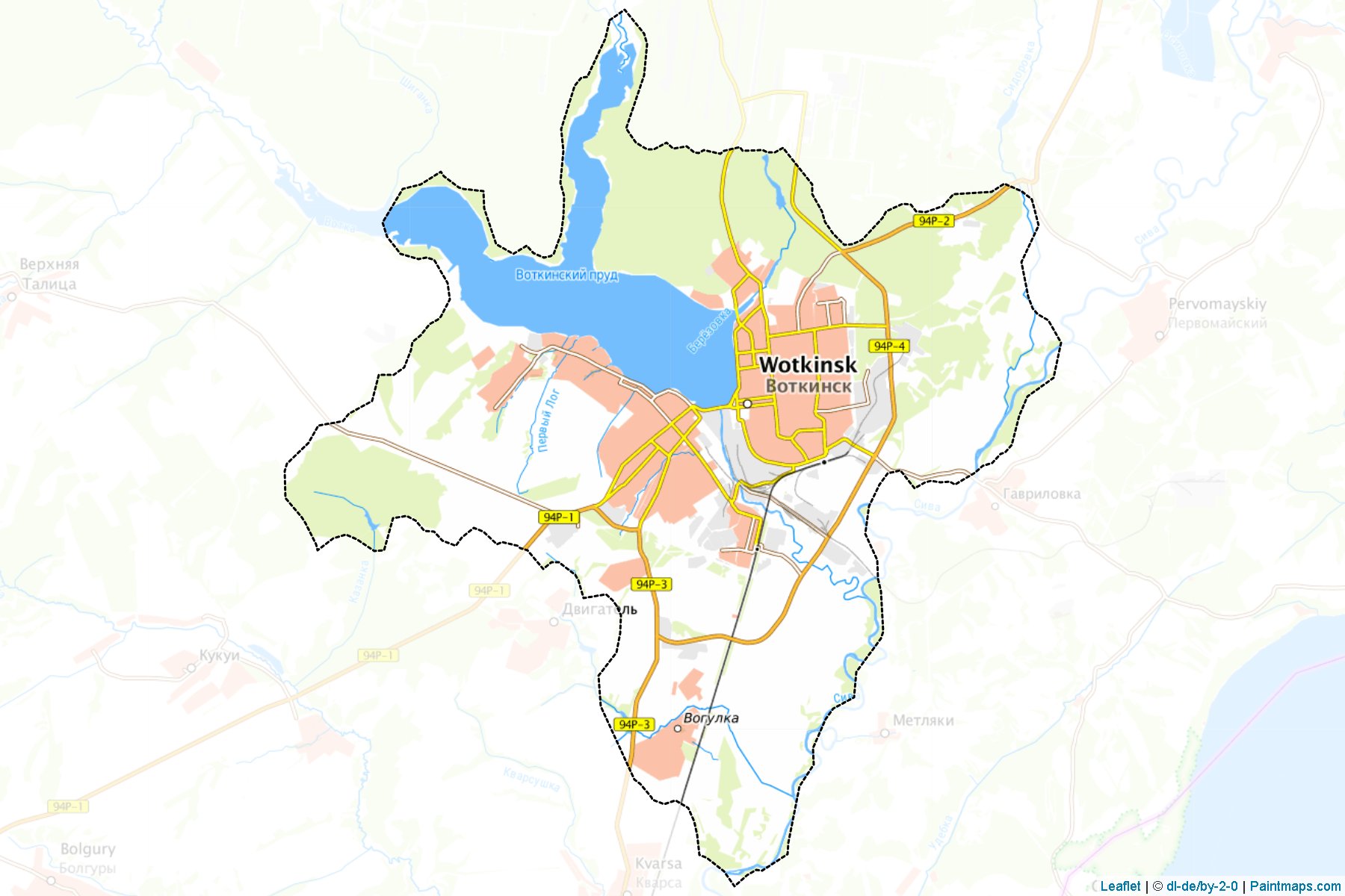 Muestras de recorte de mapas Votkinsk (Udmurt)-1