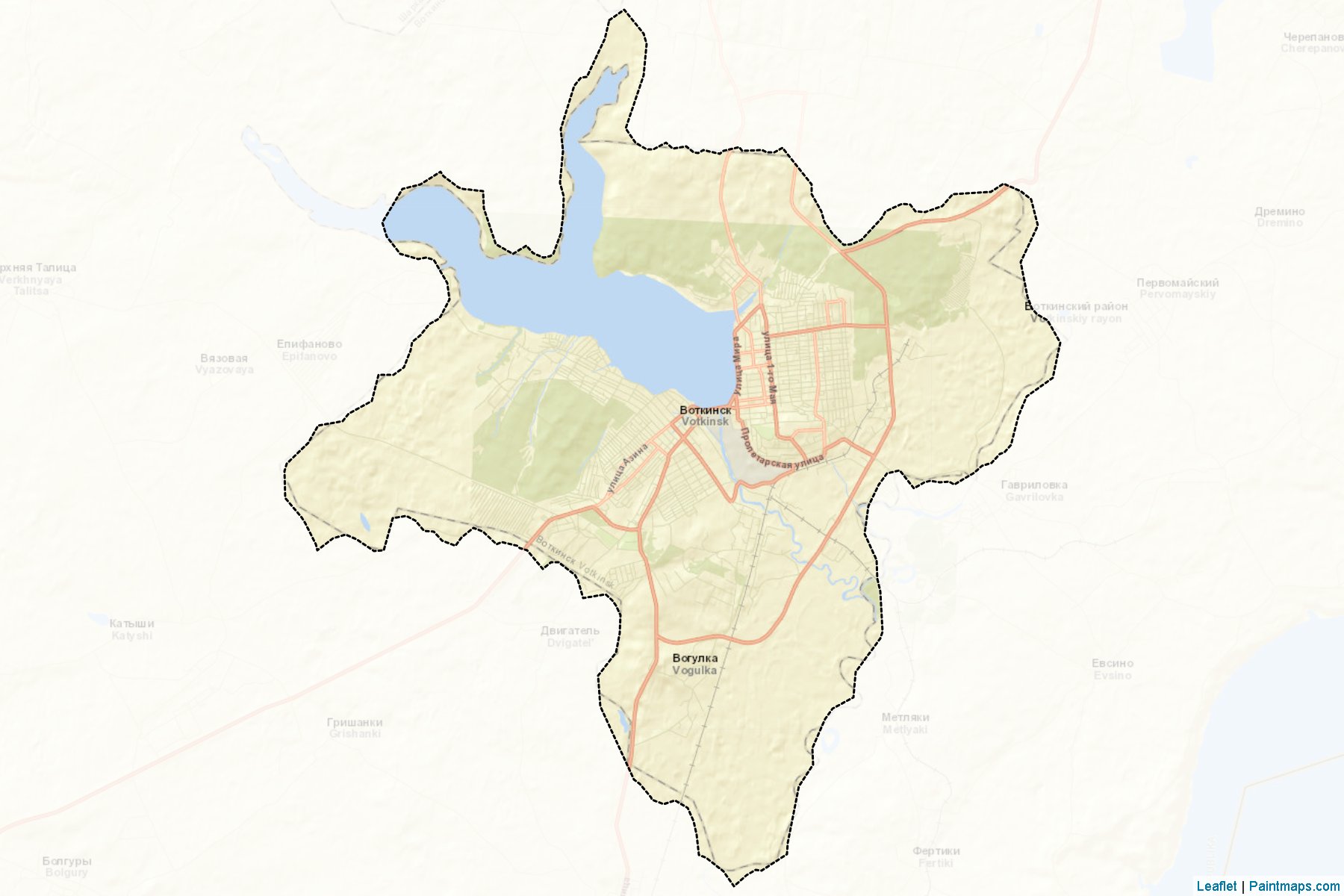 Muestras de recorte de mapas Votkinsk (Udmurt)-2