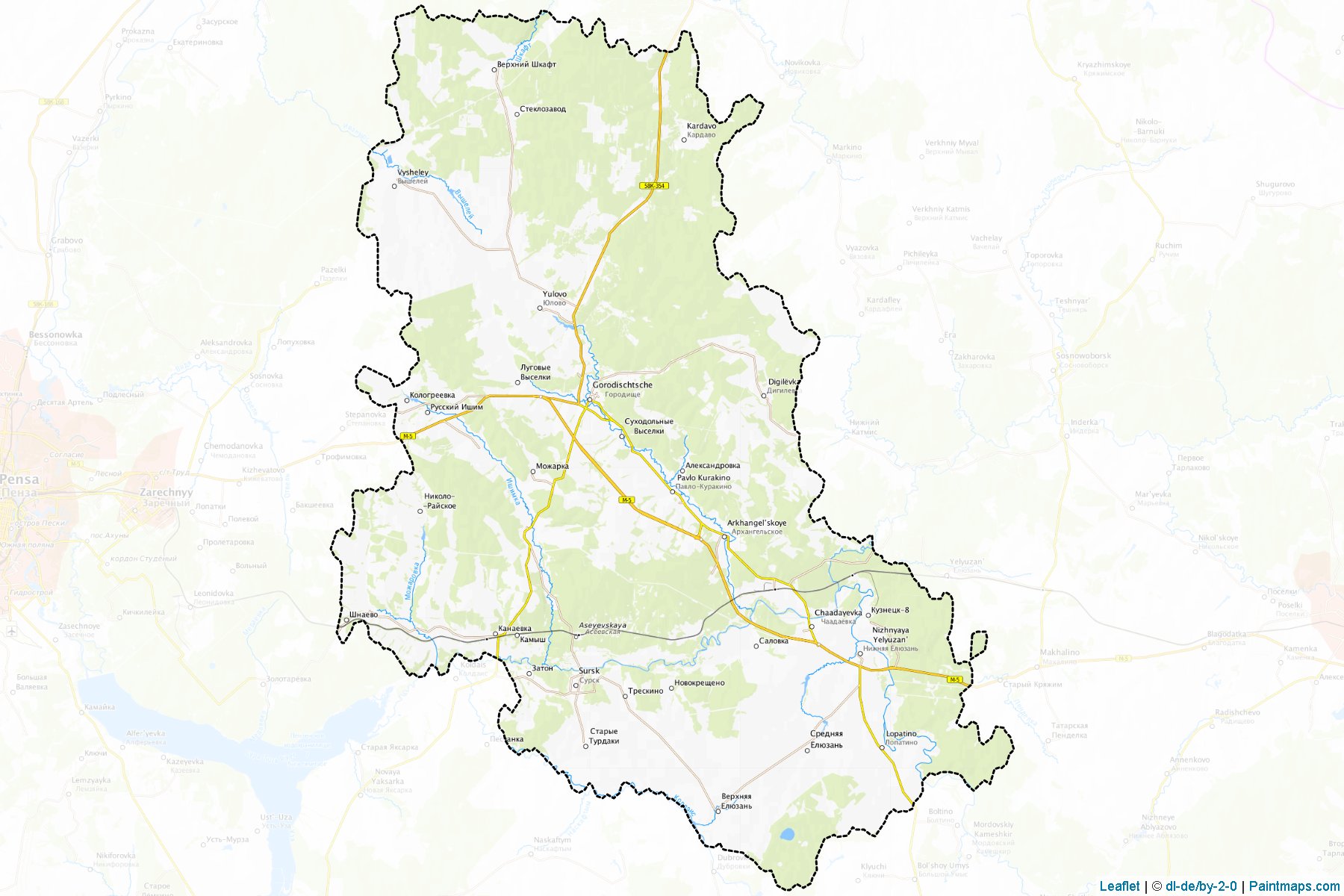 Muestras de recorte de mapas Ishhenskiy (Penza)-1