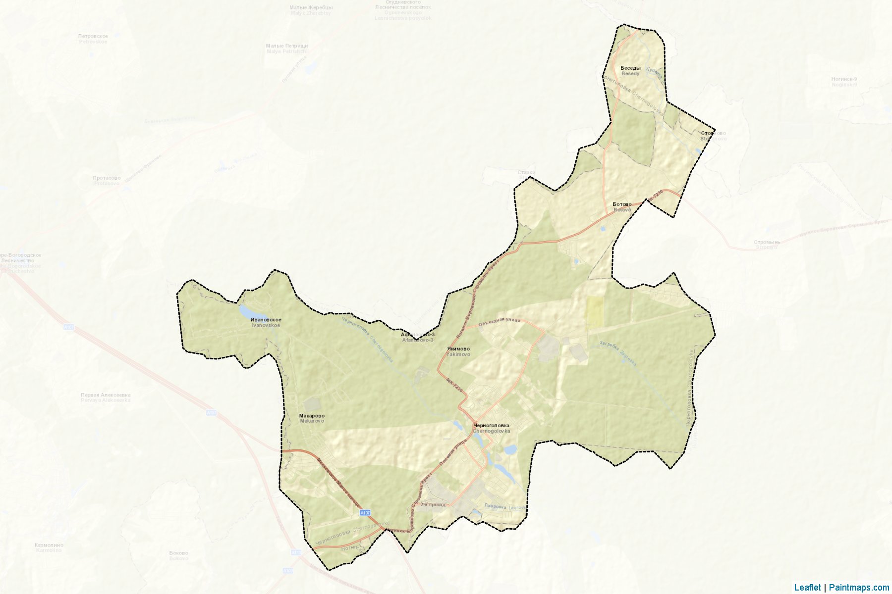 Muestras de recorte de mapas Chernogolovka (Moscow Oblast)-2