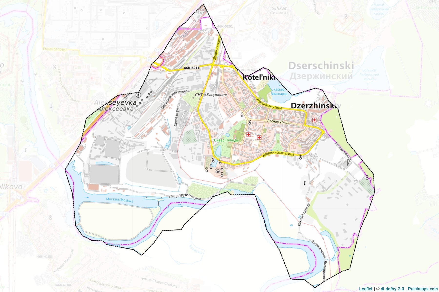 Muestras de recorte de mapas Dzerzhinskiy (Moscow Oblast)-1