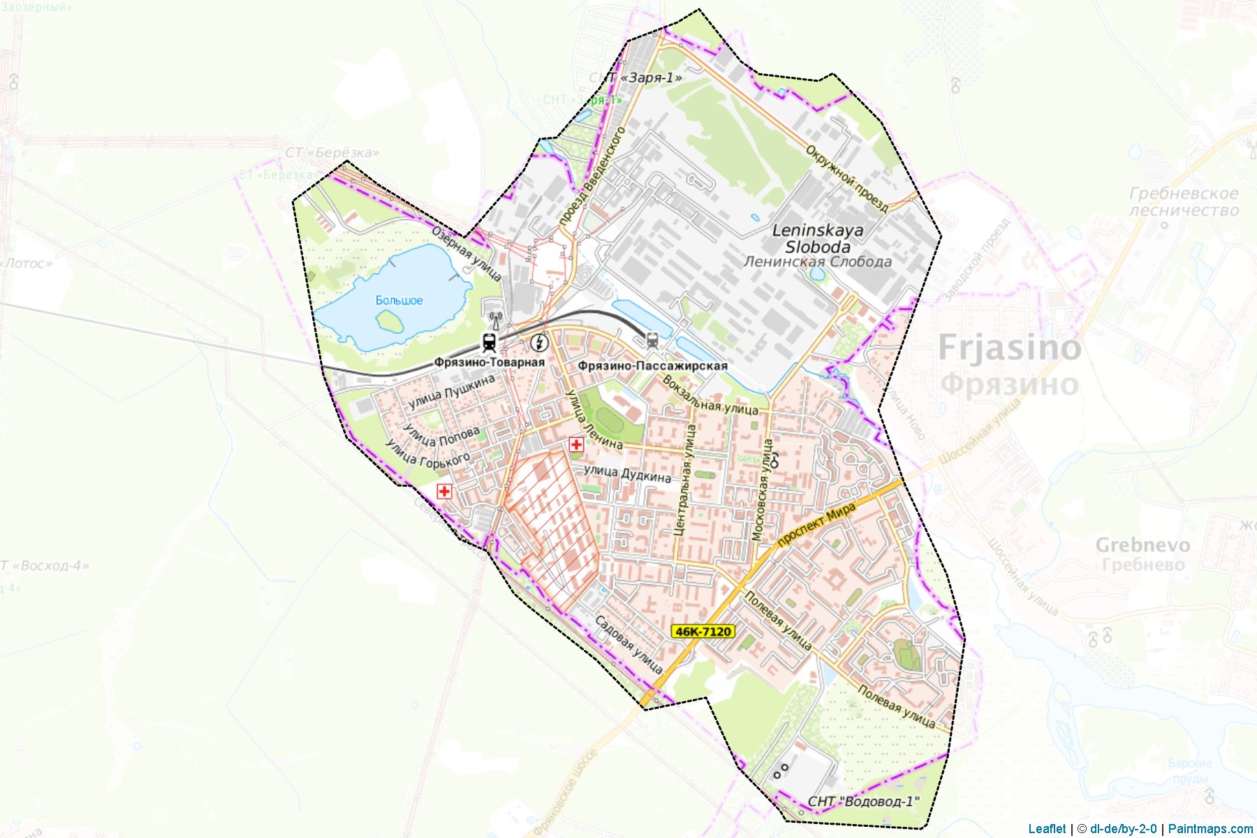 Muestras de recorte de mapas Frjazino (Moscow Oblast)-1