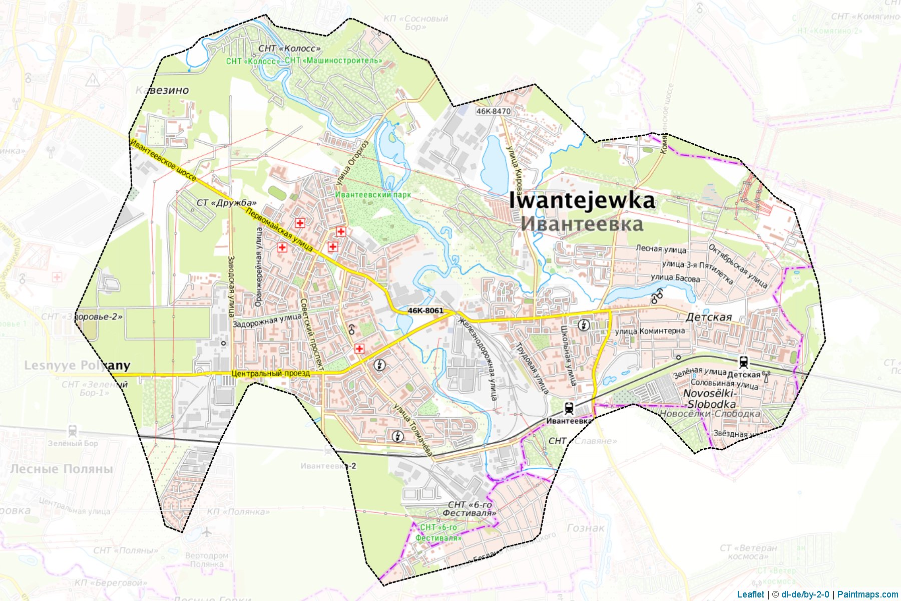 Muestras de recorte de mapas Ivanteevka (Moscow Oblast)-1