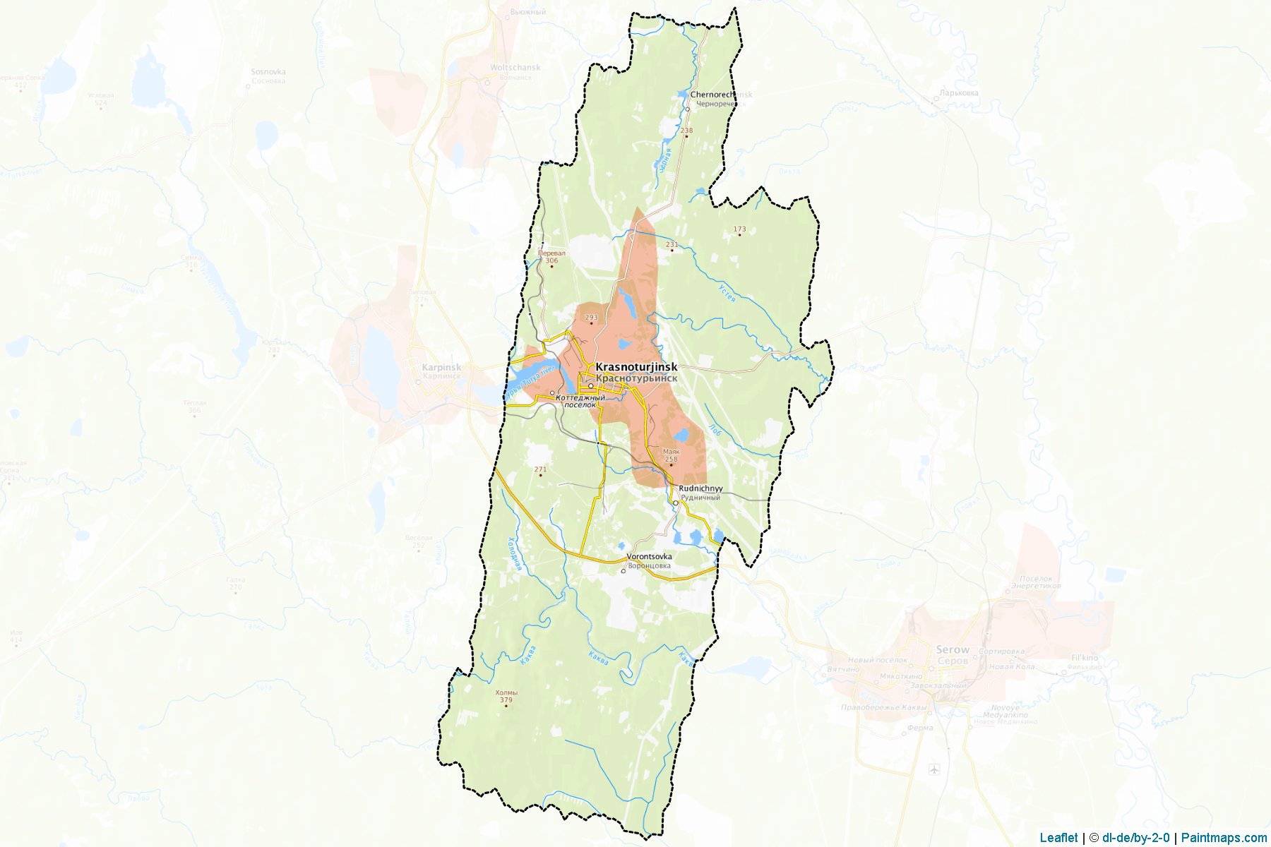 Muestras de recorte de mapas Krasnotur'insk (Sverdlovsk)-1