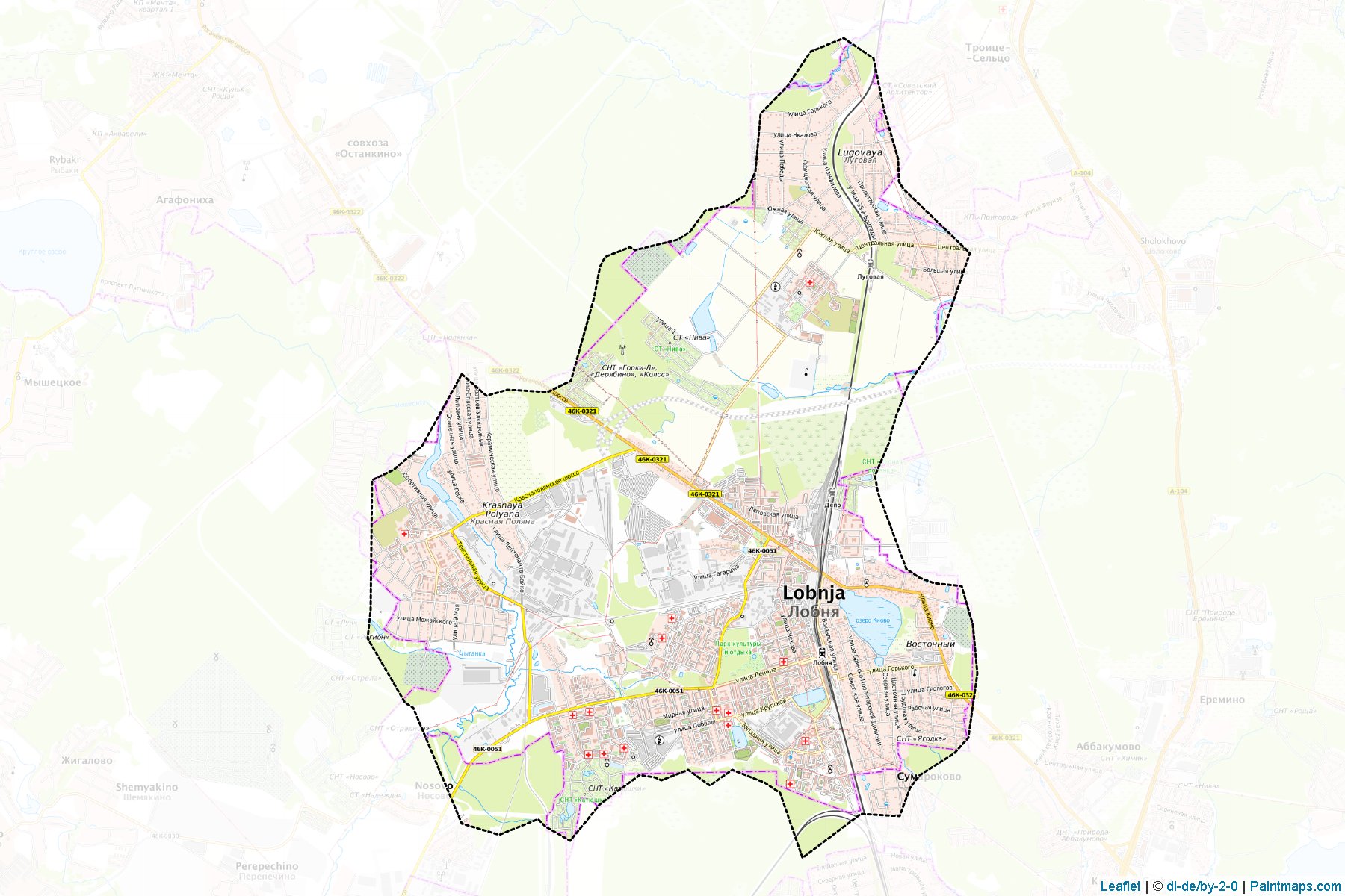 Muestras de recorte de mapas Lobnja (Moscow Oblast)-1