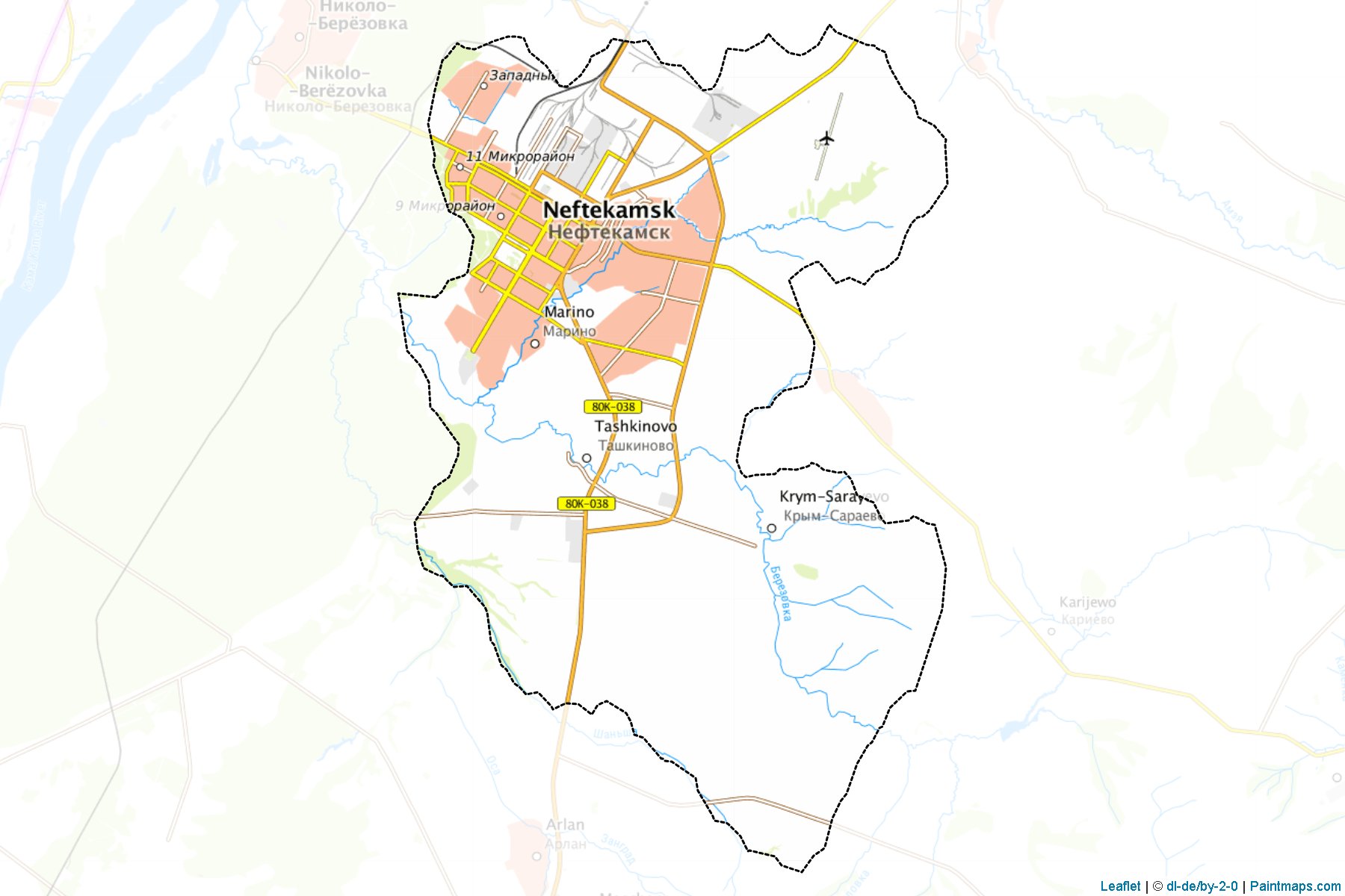 Muestras de recorte de mapas Neftekamsk (Bashkortostan)-1