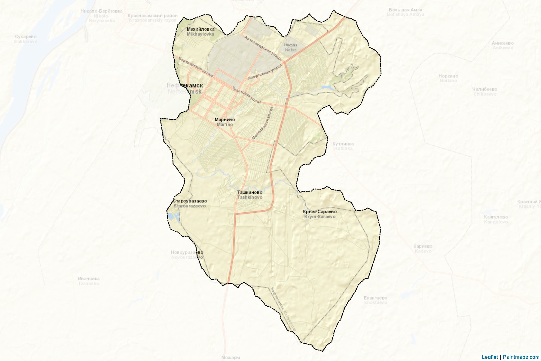 Muestras de recorte de mapas Neftekamsk (Bashkortostan)-2