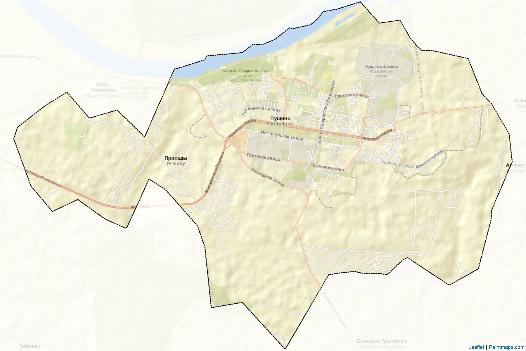 Muestras de recorte de mapas Pushhino (Moscow Oblast)-2