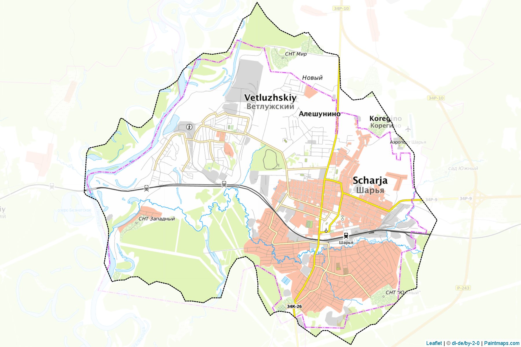 Muestras de recorte de mapas Shar'ja (Kostroma)-1