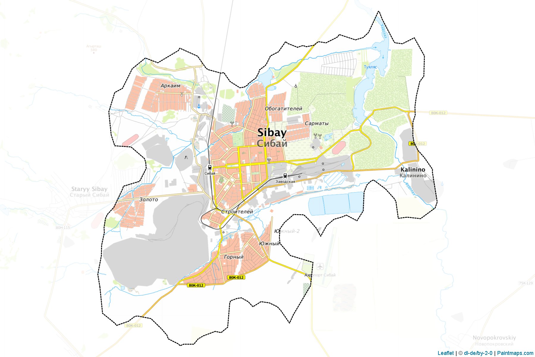 Muestras de recorte de mapas Sibaj (Bashkortostan)-1