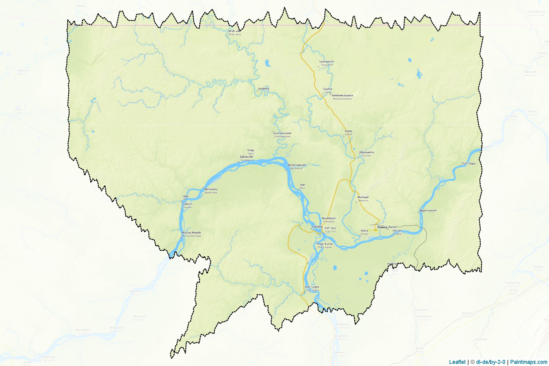 Muestras de recorte de mapas Usinsk (Komi)-1